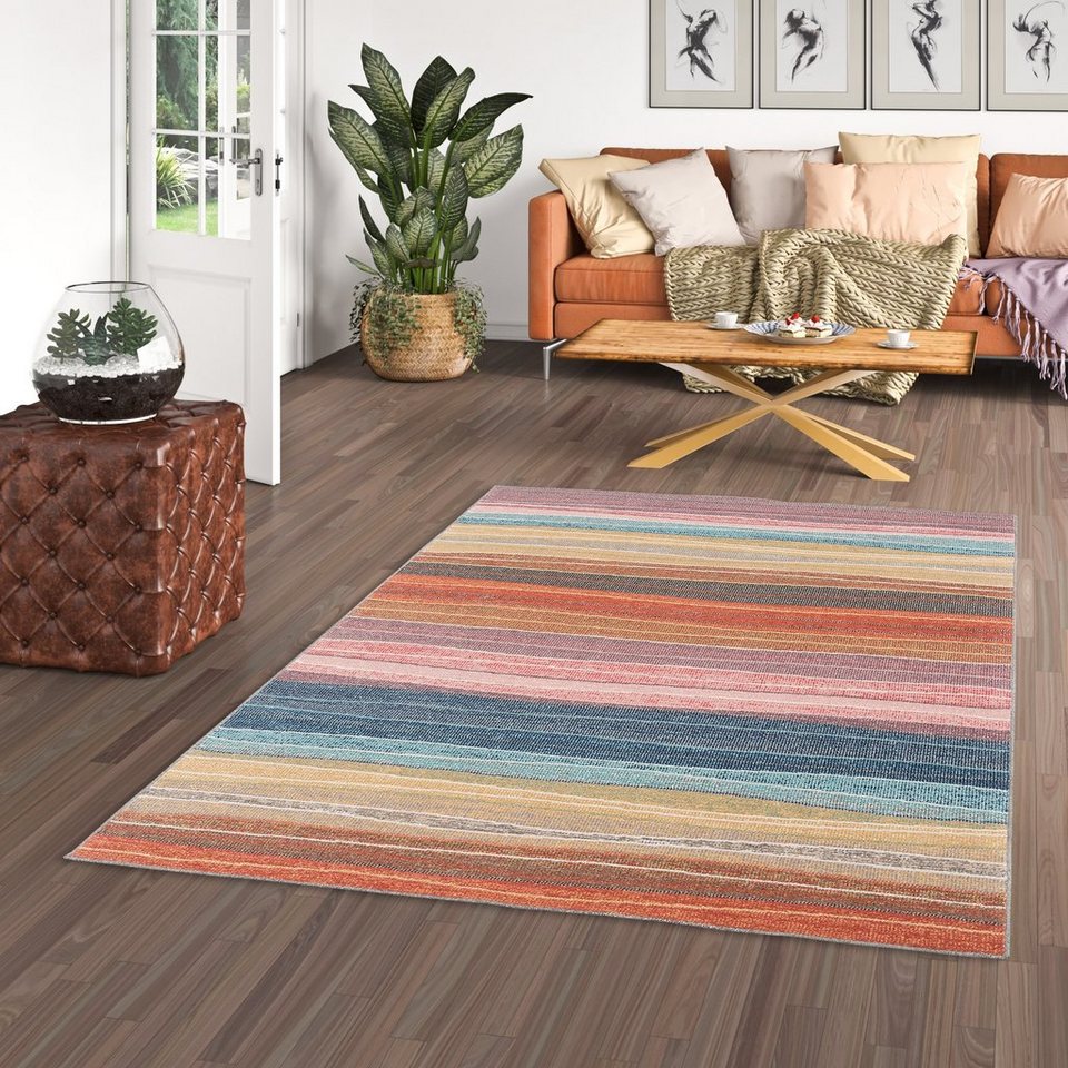 Designteppich In- und Outdoor Teppich Lagos Pastell Streifen, Pergamon,  Rechteckig, Höhe: 4 mm