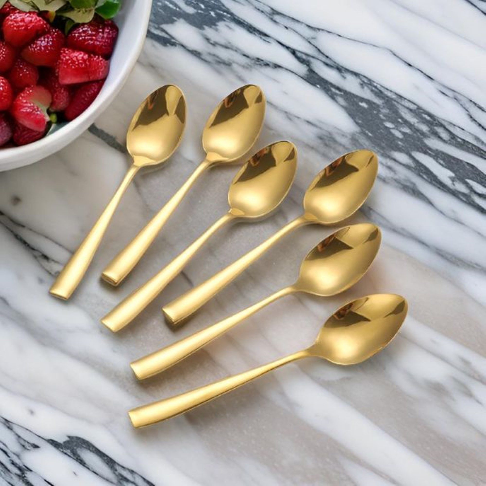 Cheffinger Besteck-Set 6er Set goldene Kaffeelöffel aus hochwertigem Edelstahl Modern, Edelstahl