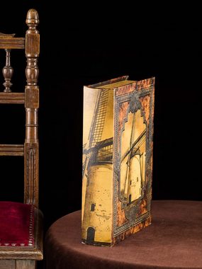 Aubaho Buchtresor Schatulle Windmühle Holz Buchattrappe Box Kästchen Etui Buch antik Sti