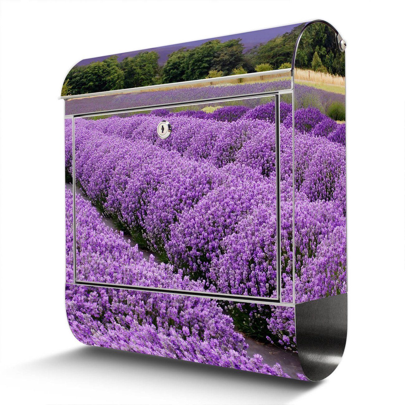banjado Wandbriefkasten Edelstahl Lavendel (Wandbriefkasten mit 38 x 42,5 groß, x12cm Zeitungsfach)