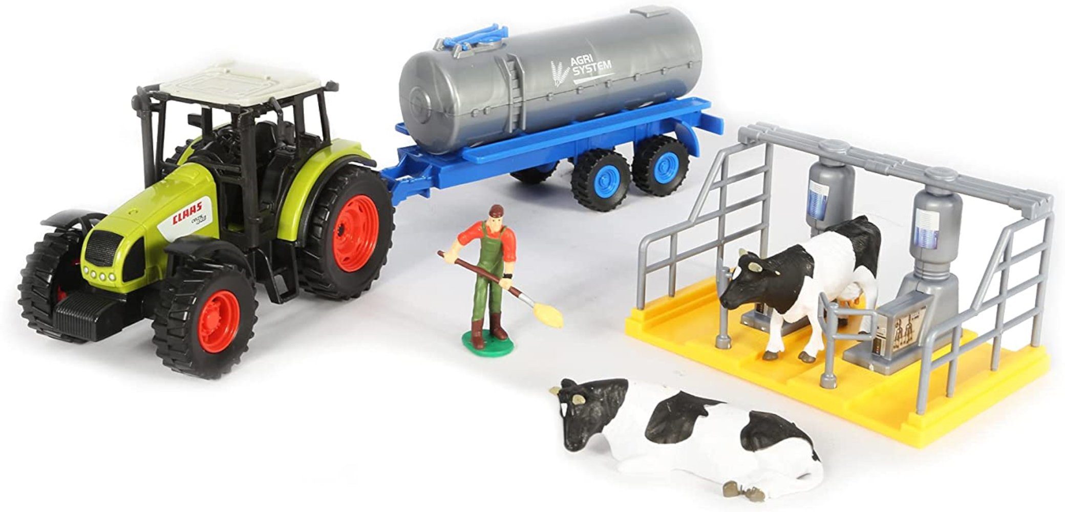 STARLUX Spielfahrzeug-Erweiterung Farm Set Claas Trecker Traktor Wassertank Melkanlage Kühe Bauer, Französisches Design und europäische Fertigung