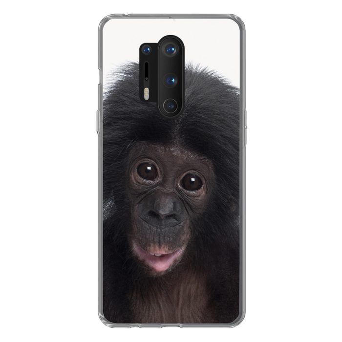 MuchoWow Handyhülle Affe - Schimpanse - Porträt - Kinder - Jungen - Mädchen Phone Case Handyhülle OnePlus 8 Pro Silikon Schutzhülle