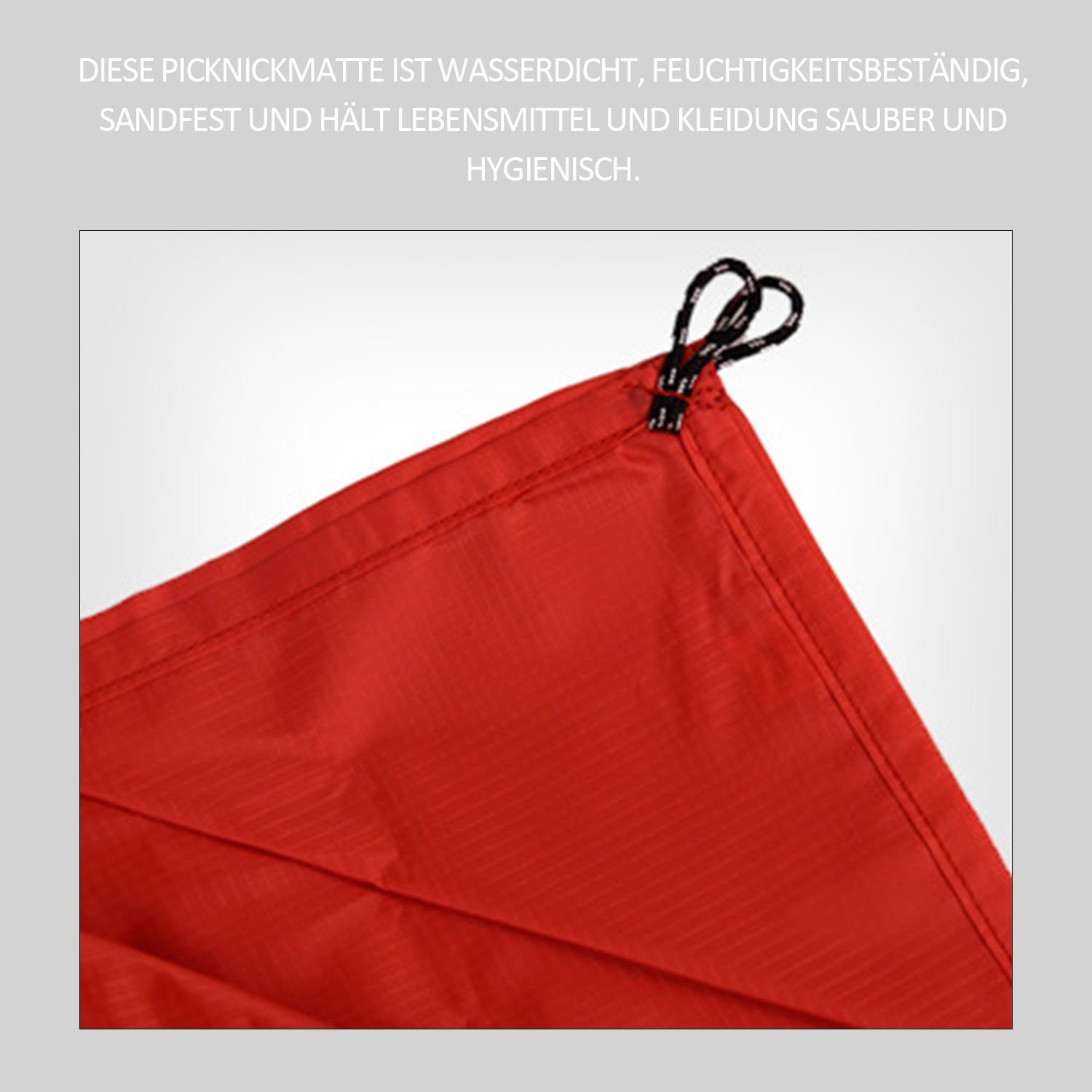 Mini Picknickdecke Wasserabweisende Rot Faltbare & 3-Größen MAGICSHE verfügbar, Picknickdecke