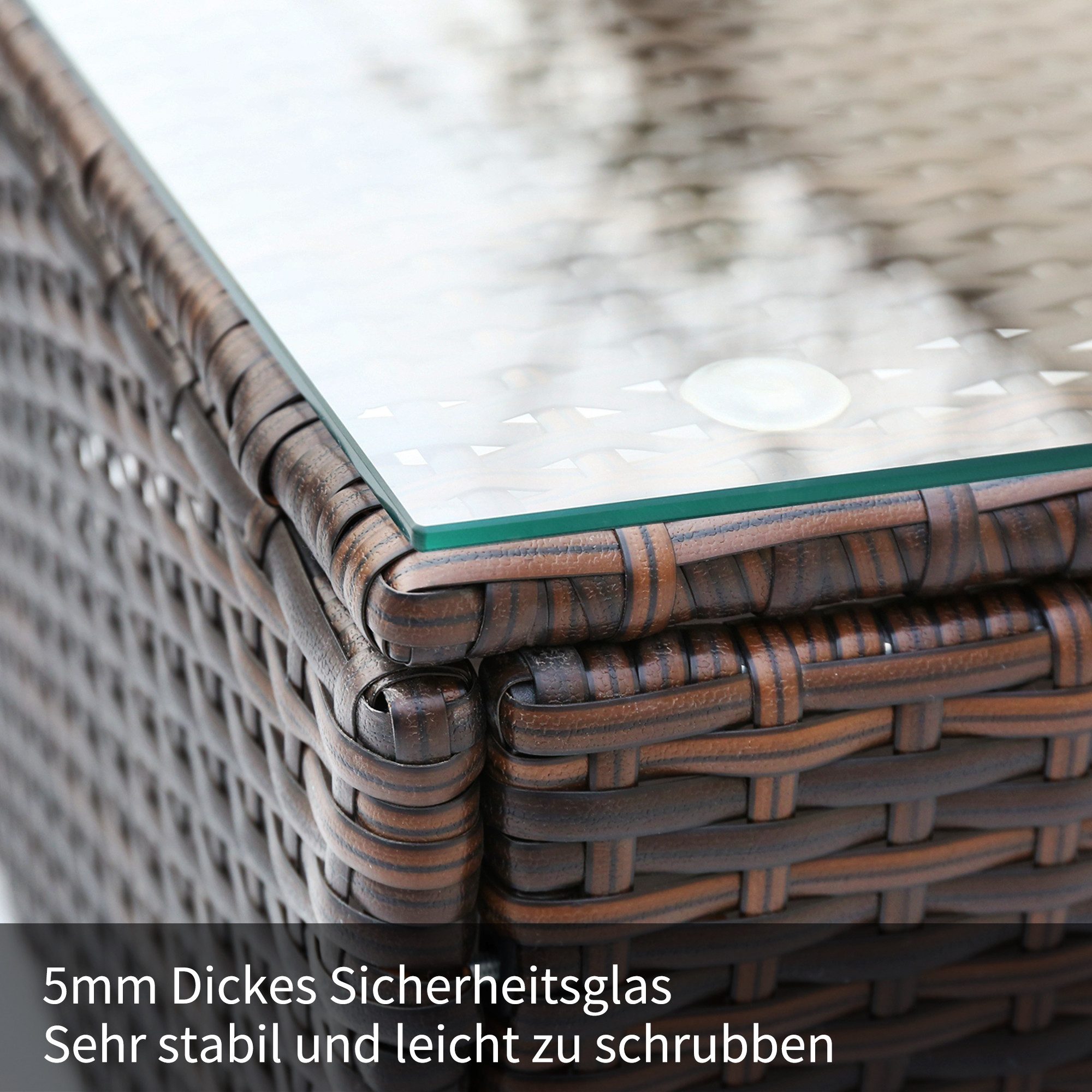 Gartenlounge-Set, (5-tlg., Gartenmöbel Set für 4 Personen), Polyrattan Sitzgruppe mit Garten-Sofa, Garten-Tisch und Hocker
