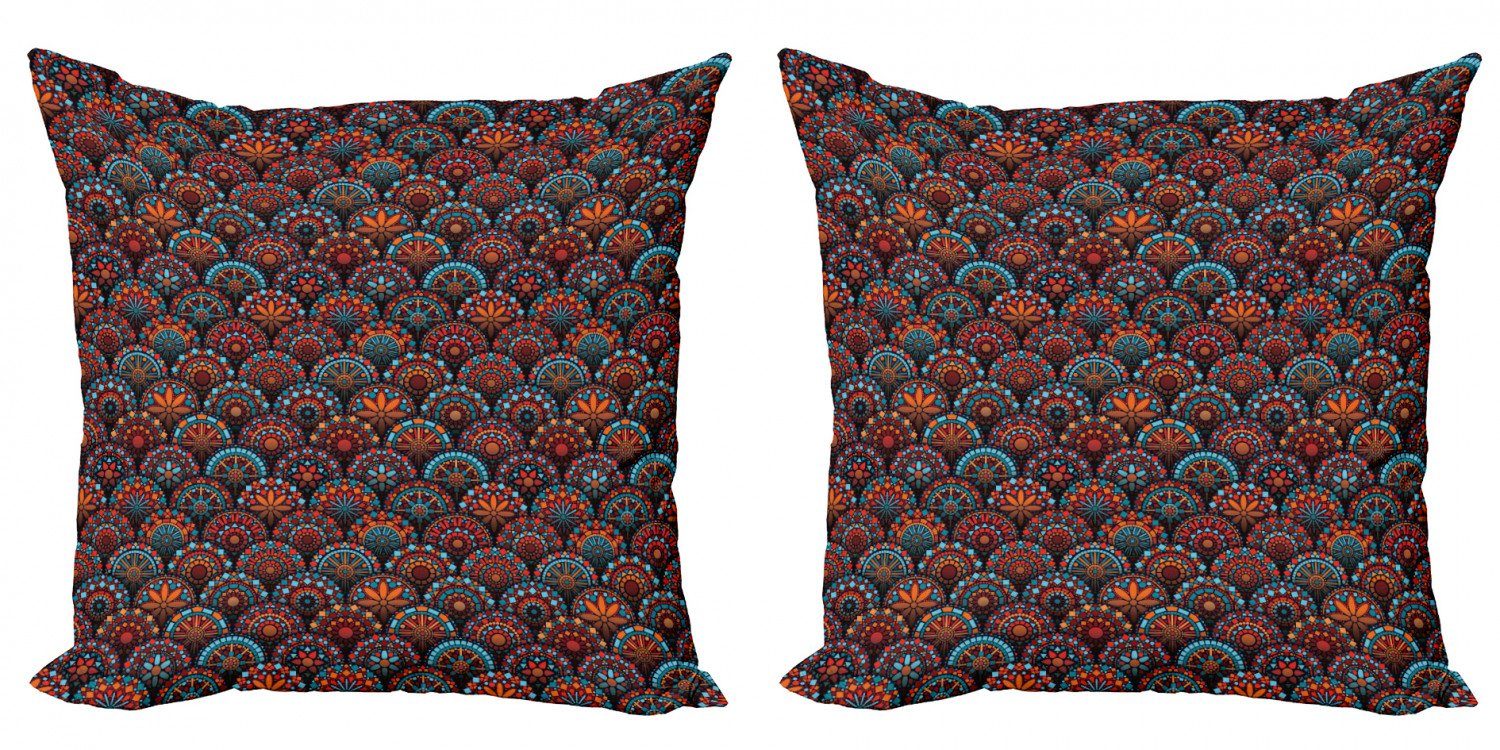 Kissenbezüge Modern Accent Doppelseitiger Digitaldruck, Abakuhaus (2 Stück), marokkanisch Skala Mandala-Entwurf
