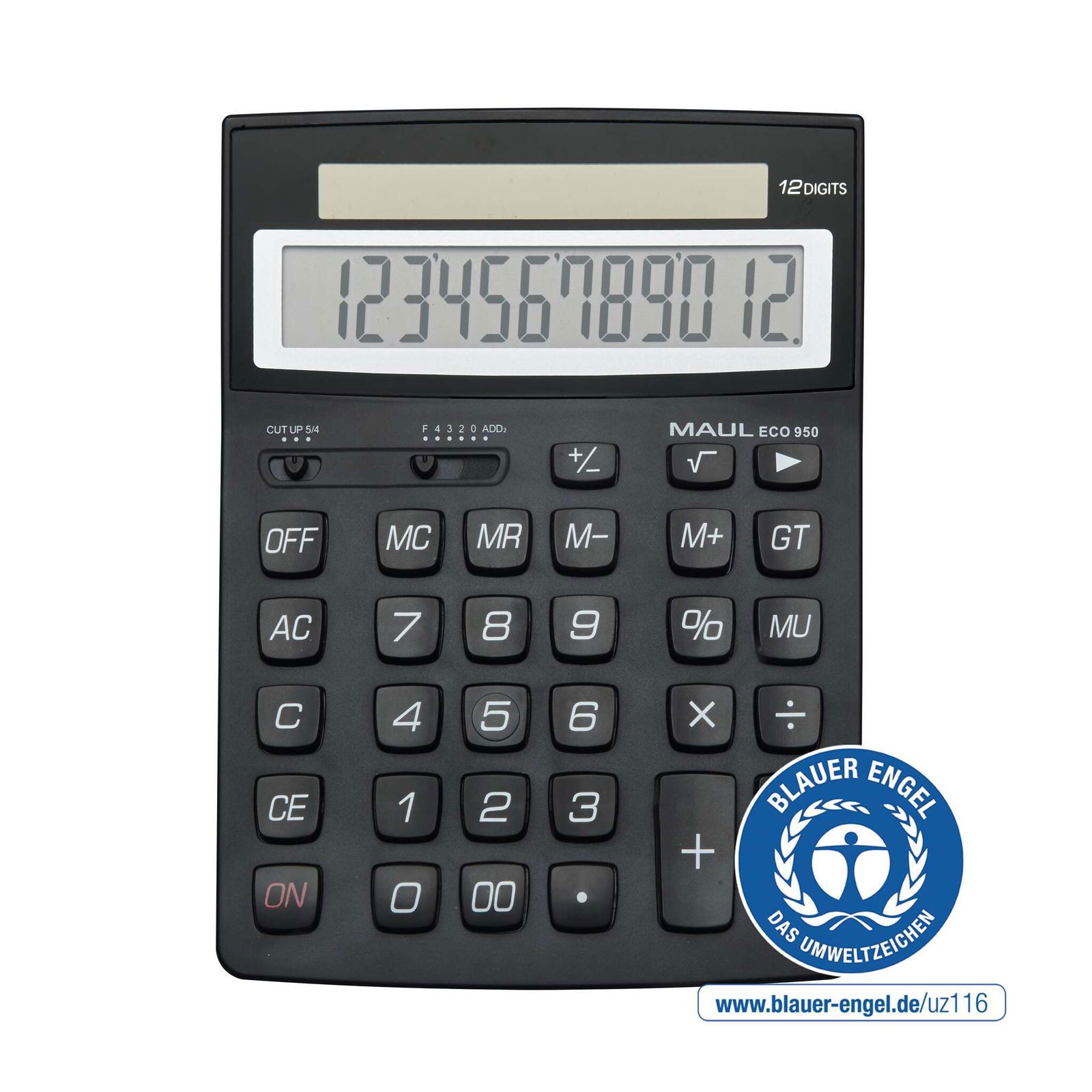MAUL Taschenrechner MAUL Tischrechner ECO 950 Solar 1-zeilig, 12 Ziffern schwarz