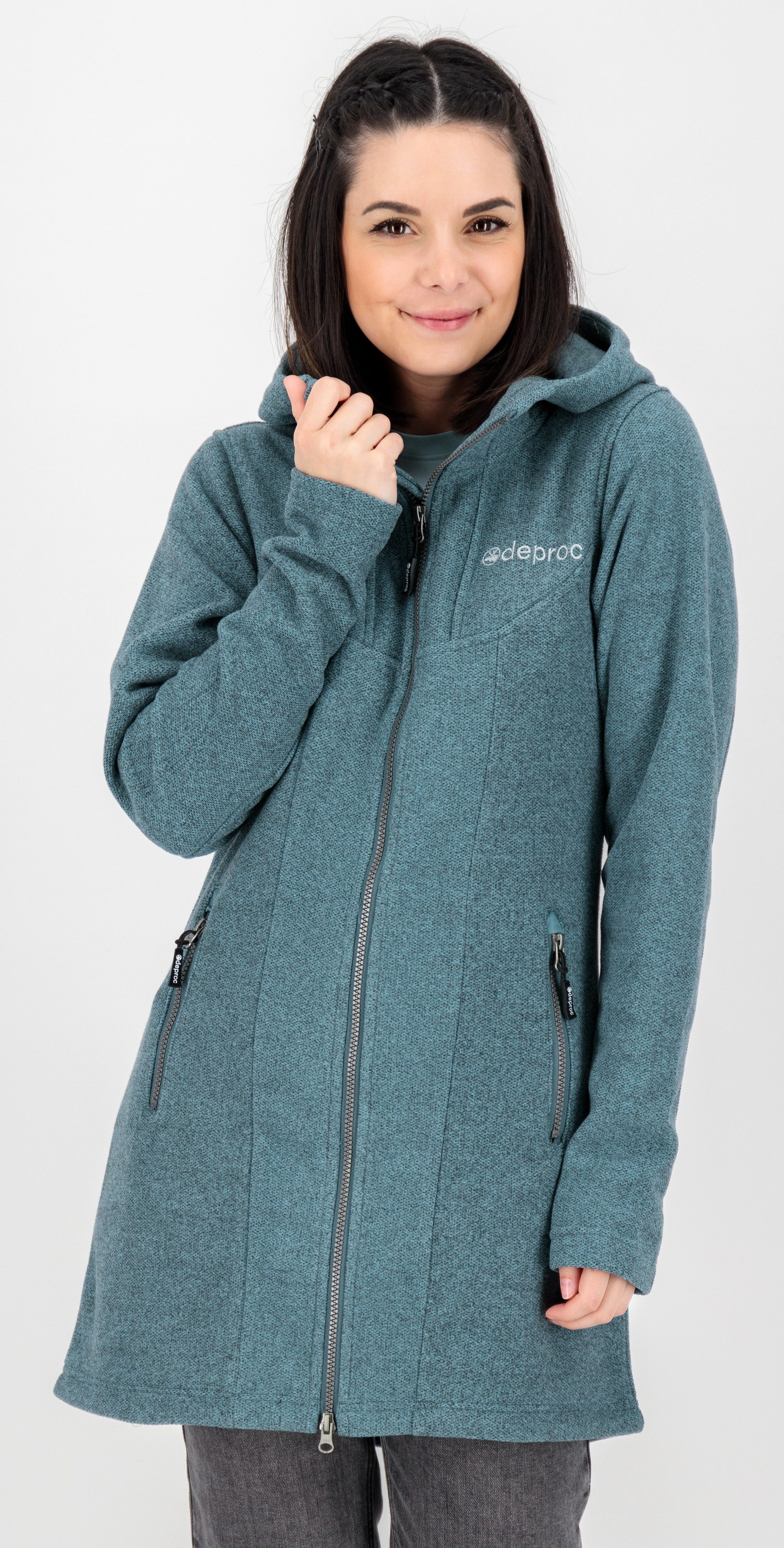 DEPROC Active Fleecejacke GLORY APRIL CS Strickfleecemantel, Fleecemantel auch in Großen Größen