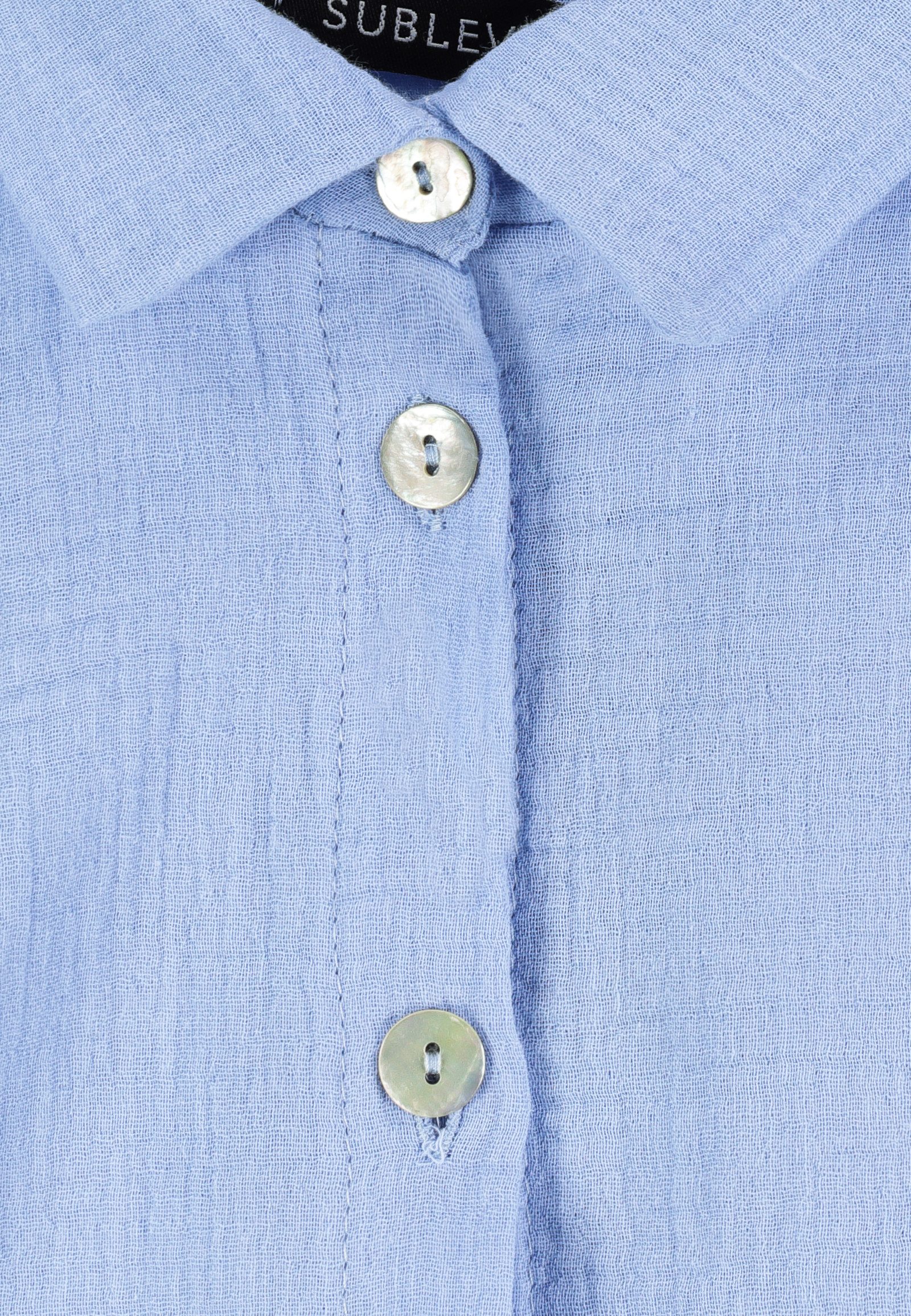 SUBLEVEL Langarmbluse Damen Musselinbluse langarm mit Kentkragen Oversizebluse aus Baumwolle