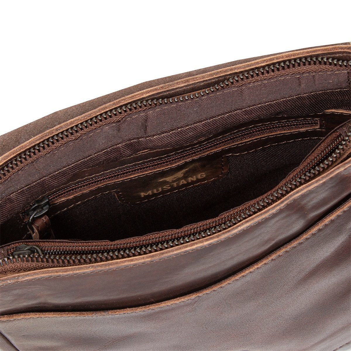 MUSTANG Schultertasche San Marino Umhängetasche Echtleder mit Überschlag und Reißverschluss – Bild 3 von 5