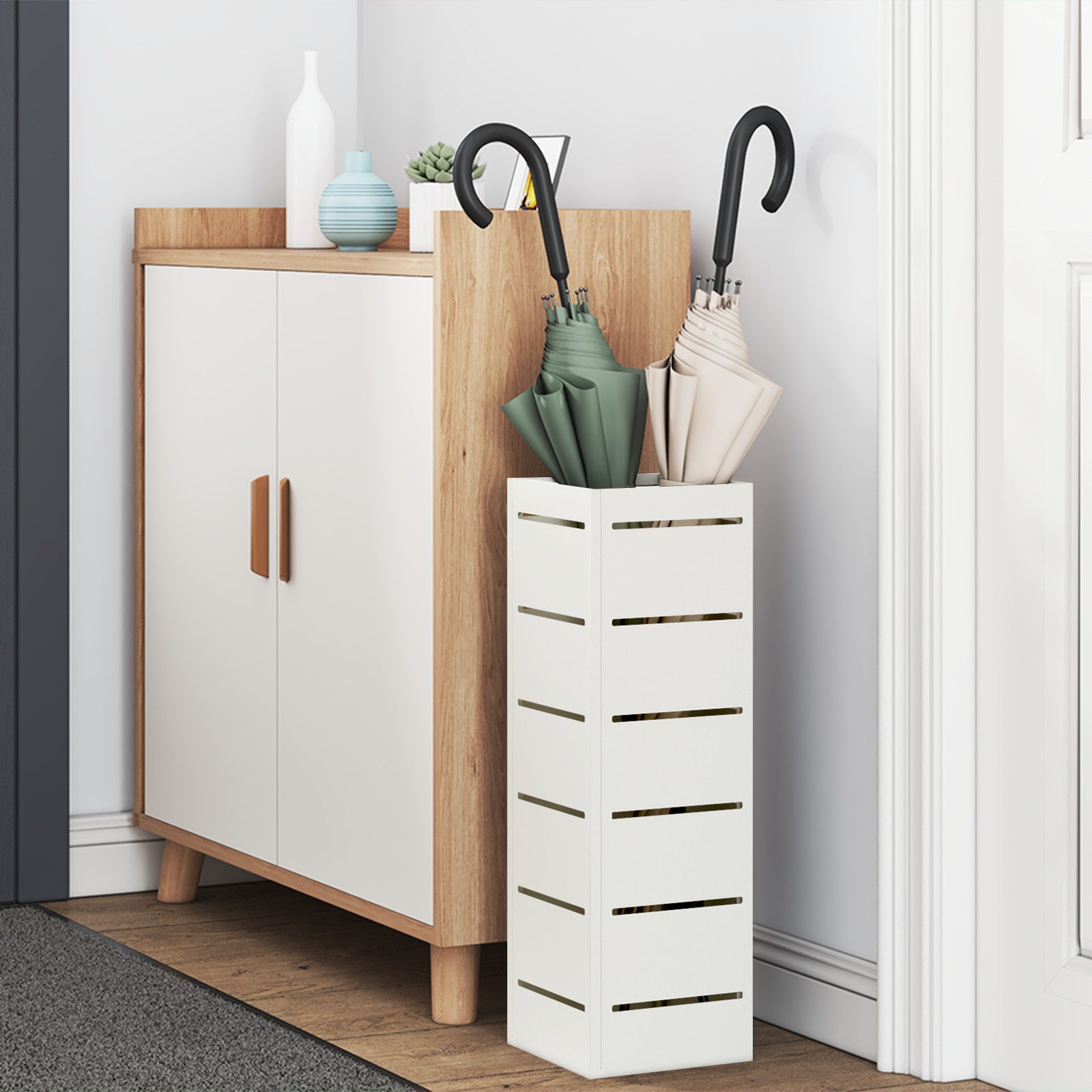 vidaXL Schirmständer Regenschirmständer Weiß Holz Standard günstig online kaufen