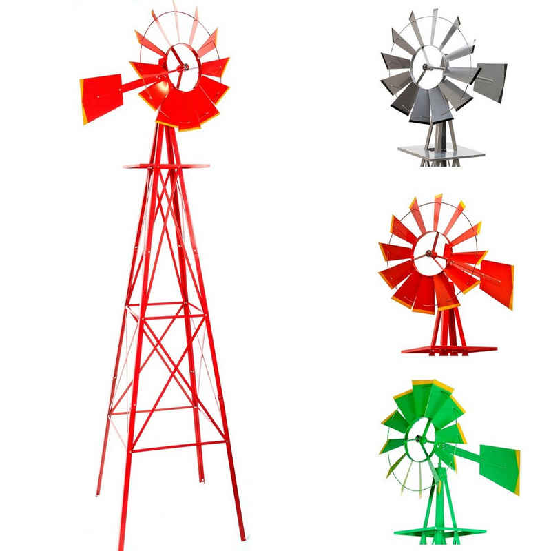 MAXSTORE Windspiel »Maxstore Gigantisches Windrad, US-Style aus Stahl«, kugelgelagert, Farben Silber, rot, grün, Höhe 245 cm