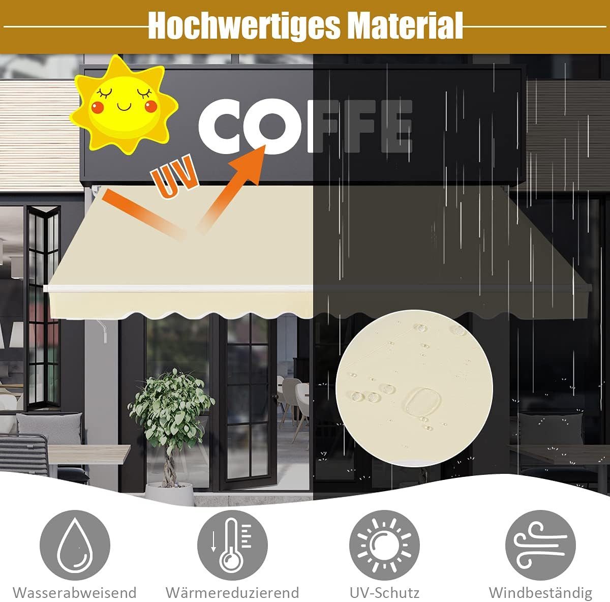 KOMFOTTEU Gelenkarmmarkise Sonnenschutz Anti-UV & Wasserfest, günstig online kaufen