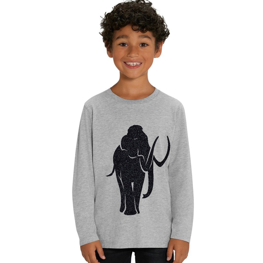 Hilltop Print-Shirt Kinder Langarmshirt aus Biobaumwolle mit Mammut Glitzer  Motiv