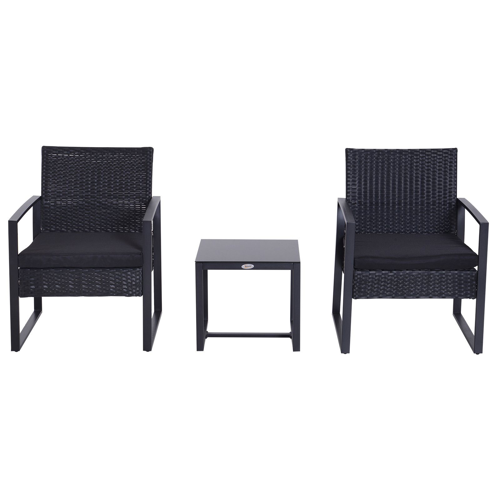 Outsunny Polyrattan Gartenset für 2 Personen Balkonmöbel Set mit Kissen Sch günstig online kaufen