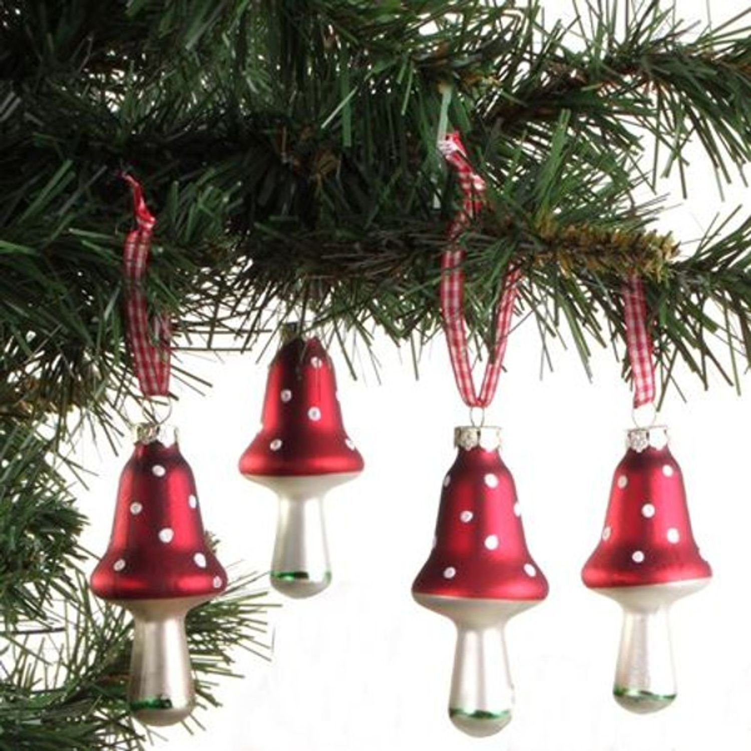 BURI Weihnachtsbaumkugel Glas-Weihnachtsbaumschmuck Pilz 4er-Set Christbaum günstig online kaufen