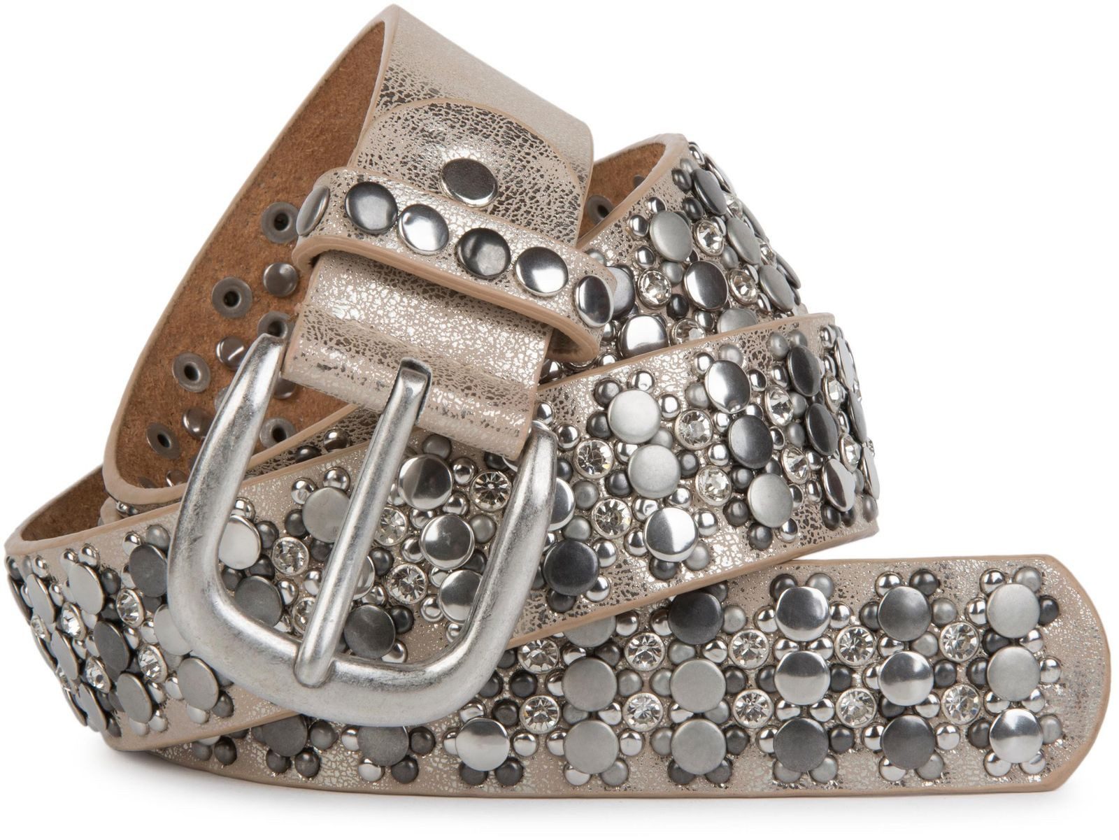 styleBREAKER Nietengürtel Gürtel mit verschiedenen Nieten und Strass (1-St)