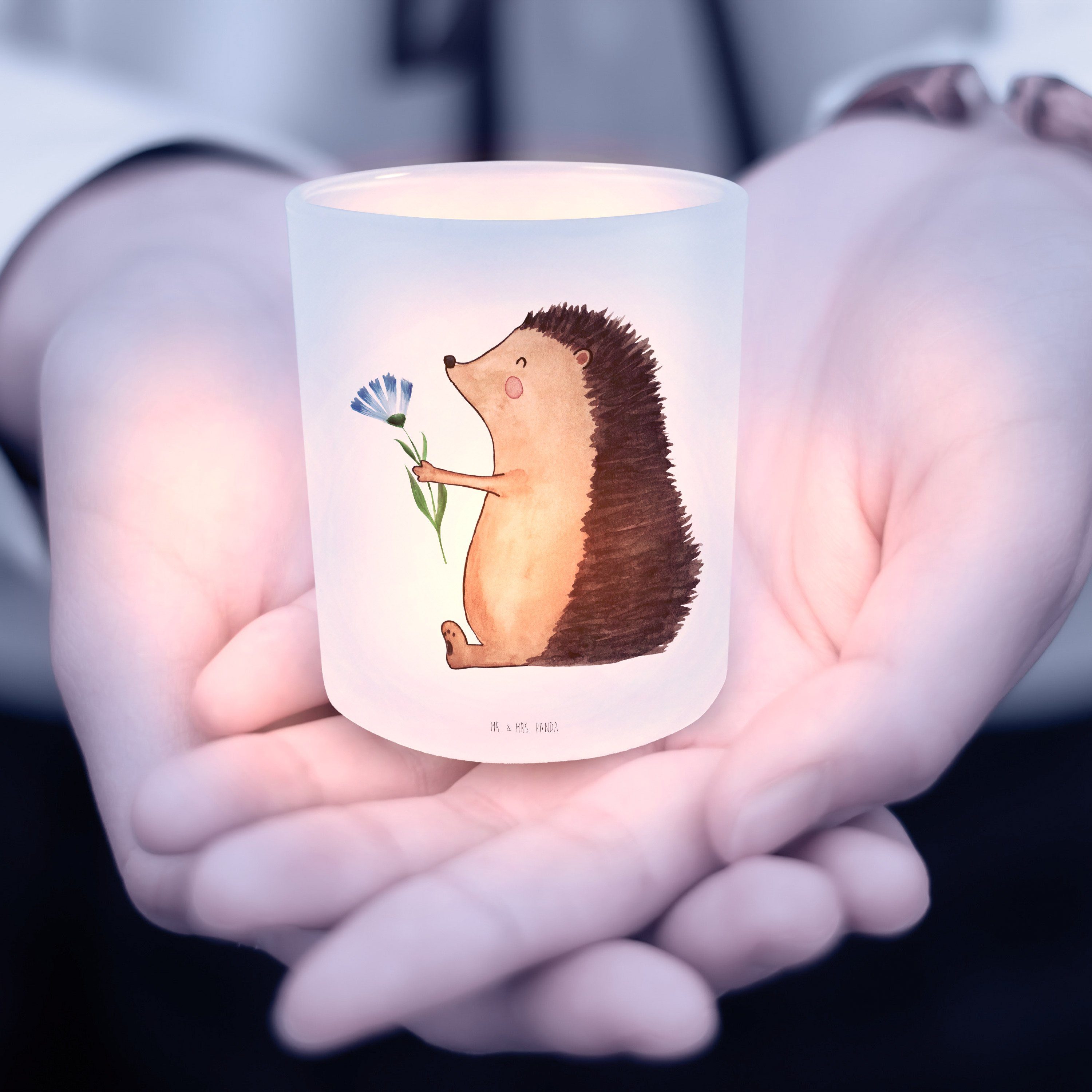 Mr. & Mrs. Panda Windlicht St) Tier (1 Geschenk, Blume - - Igel mit Laune, Tiermotive, Transparent Gute