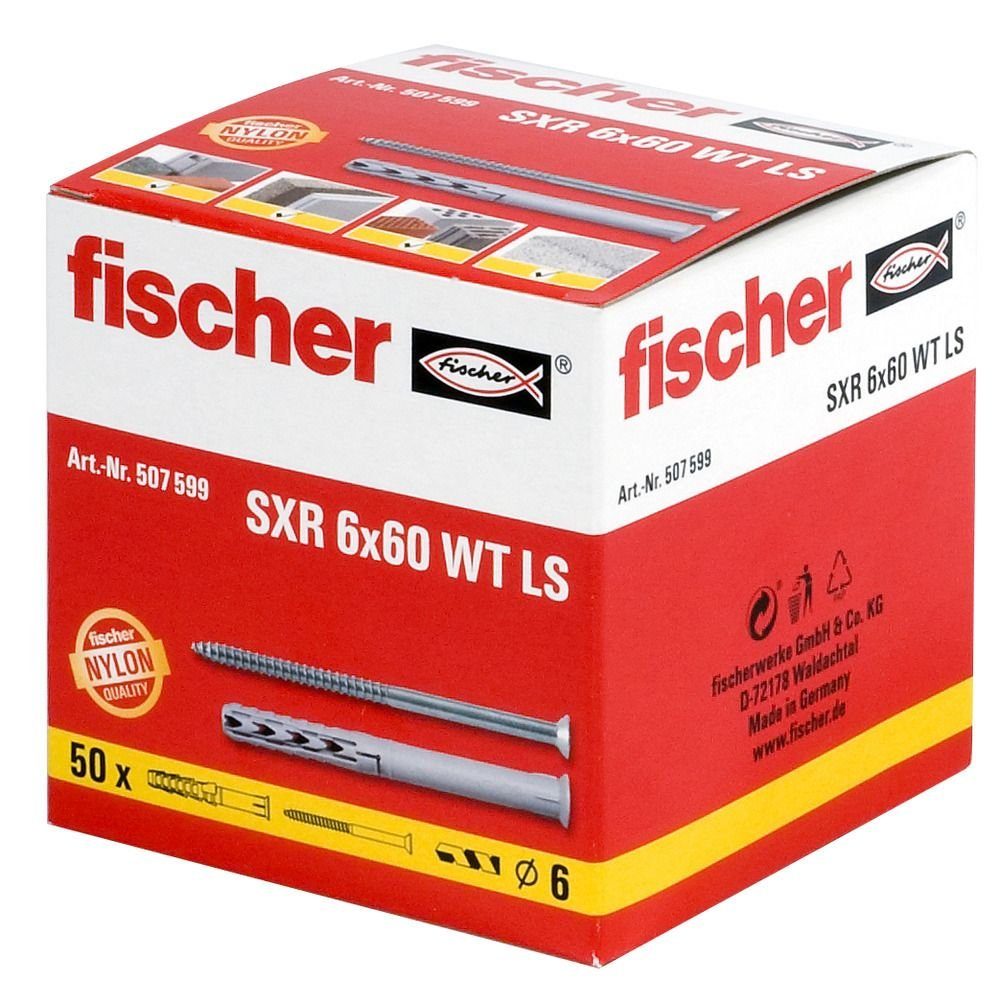 Schrauben- mm Langschaftdübel Stück 50 fischer 60 Dübel-Set und x SXR Fischer - 6.0