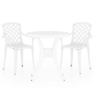 vidaXL Gartenlounge-Set 3-tlg. Bistro-Set Aluminiumguss Weiß, (3-tlg)