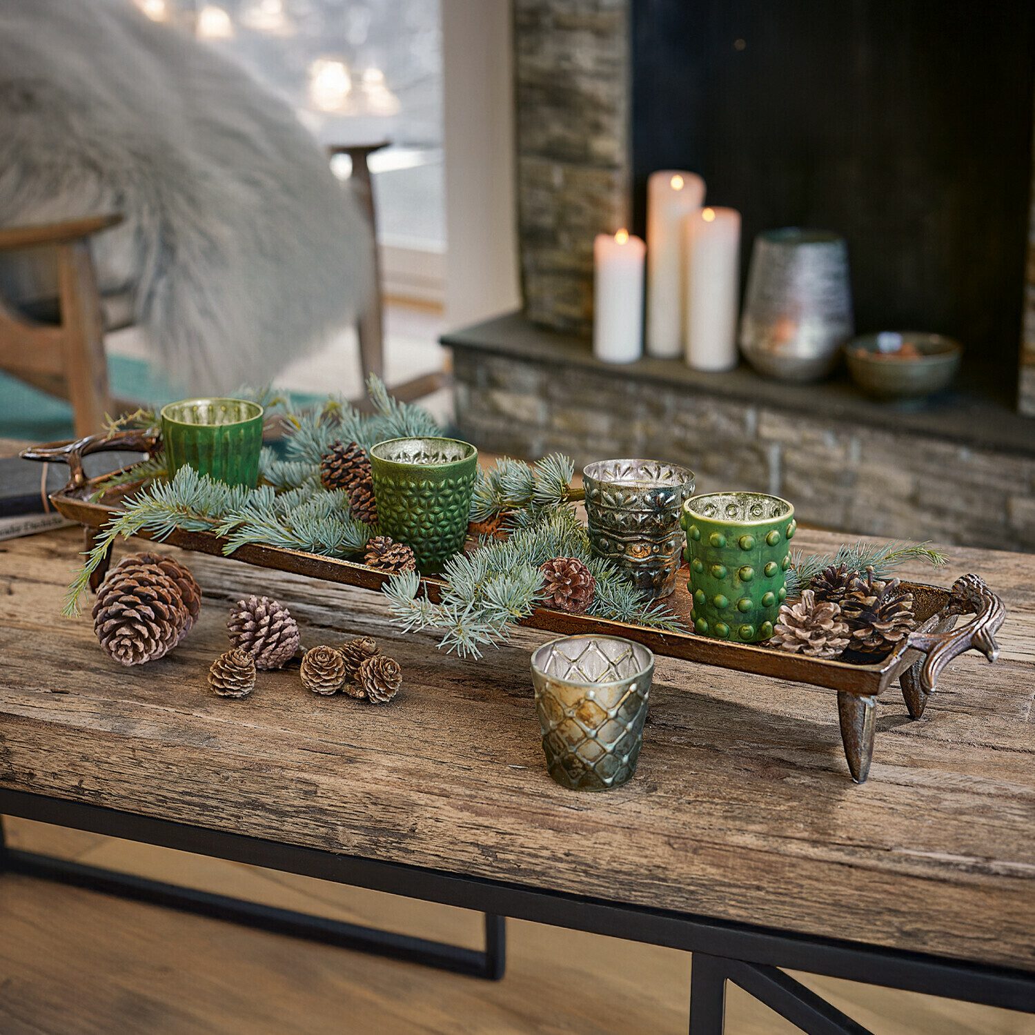 Mirabeau Tablett Tablett Donia antikmessing, Aluminiumguss