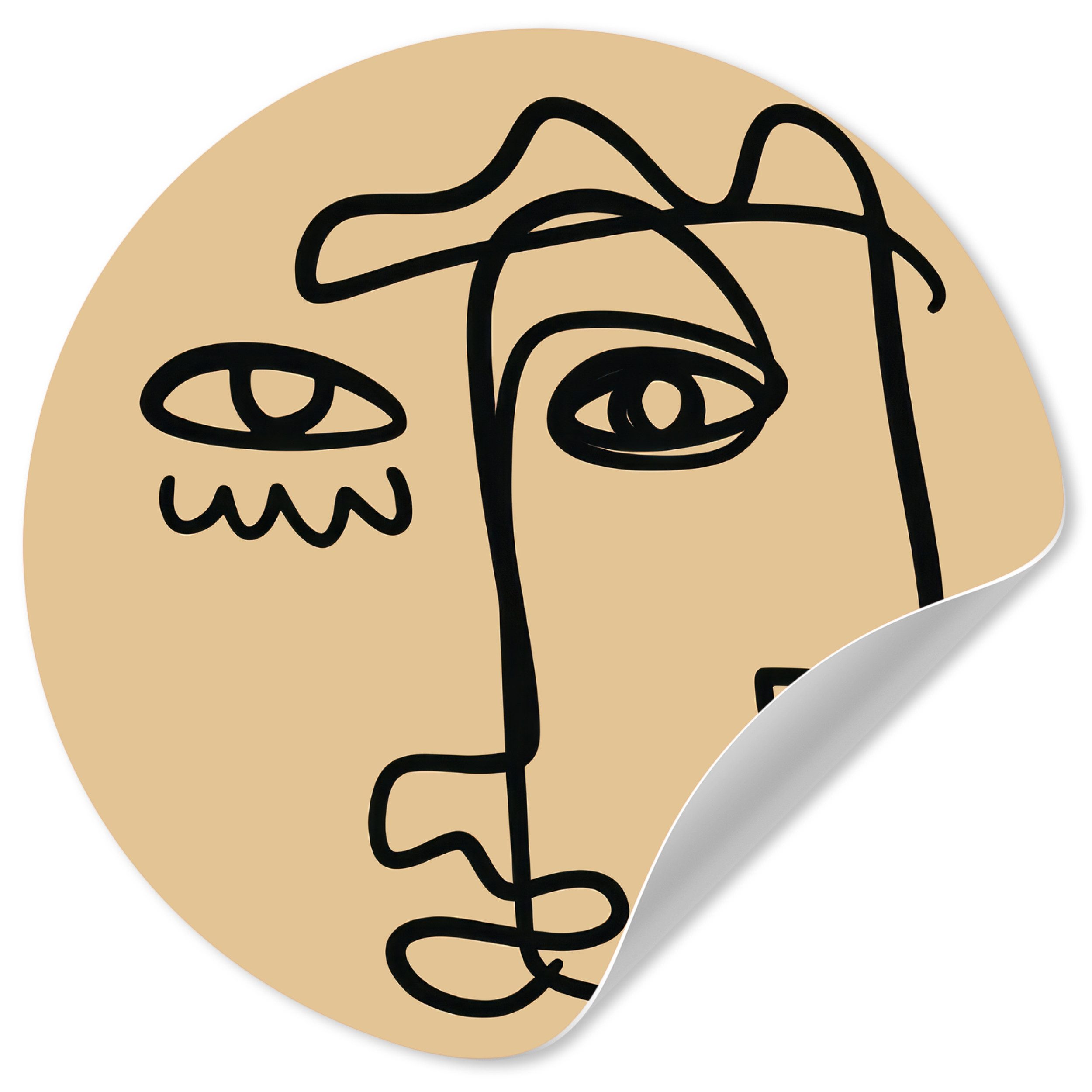 MuchoWow Wandsticker Überlappende Profile - Hellbraun - Schwarz (1 St), Wandtattoo Selbstklebend, Wohnzimmer Deko Aufkleber, 30x30 cm