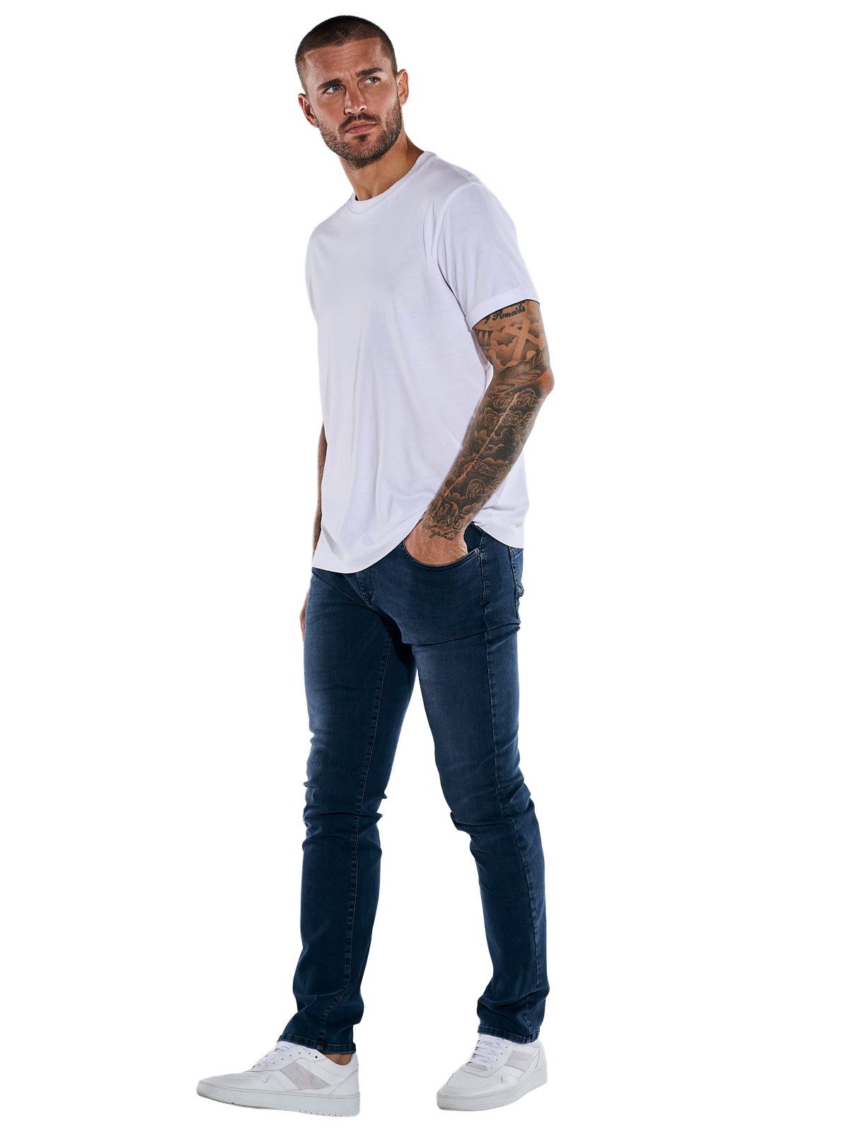 emilio adani Stretch-Jeans Herren Super-Stretch Jeans Slim Fit, Marineblau