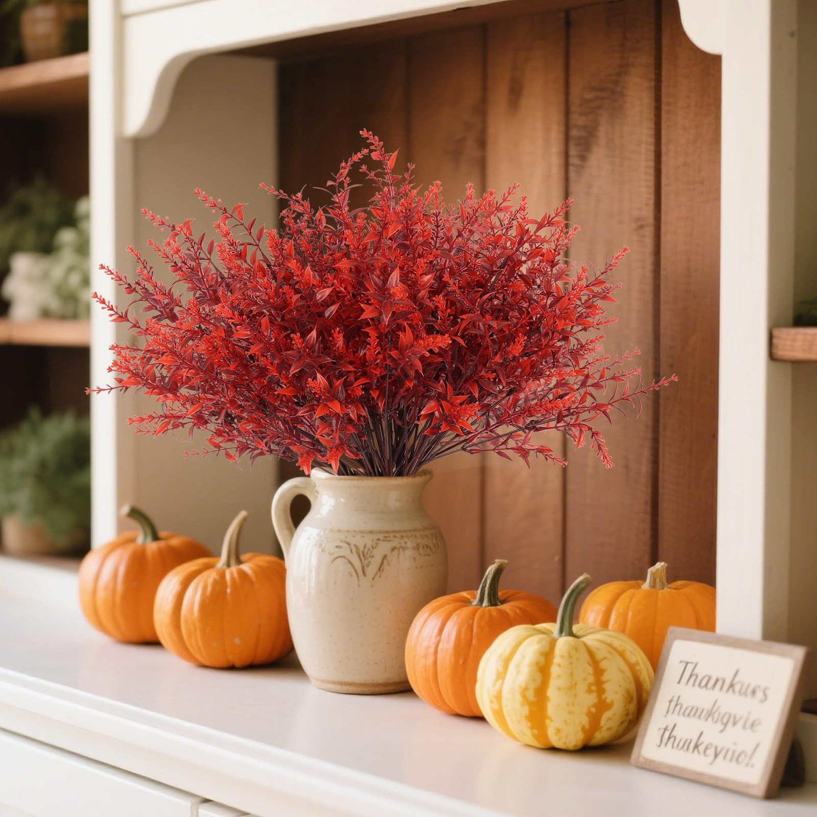 Kunstblumenstrauß 8 Bündel Künstliche Herbstblumen Künstlich Herbststrauß Herbst Deko, Bomiclss, Herbst Balkonpflanzen Herbstzweige für Drinnen Draußen Garten T – Bild 3 von 5