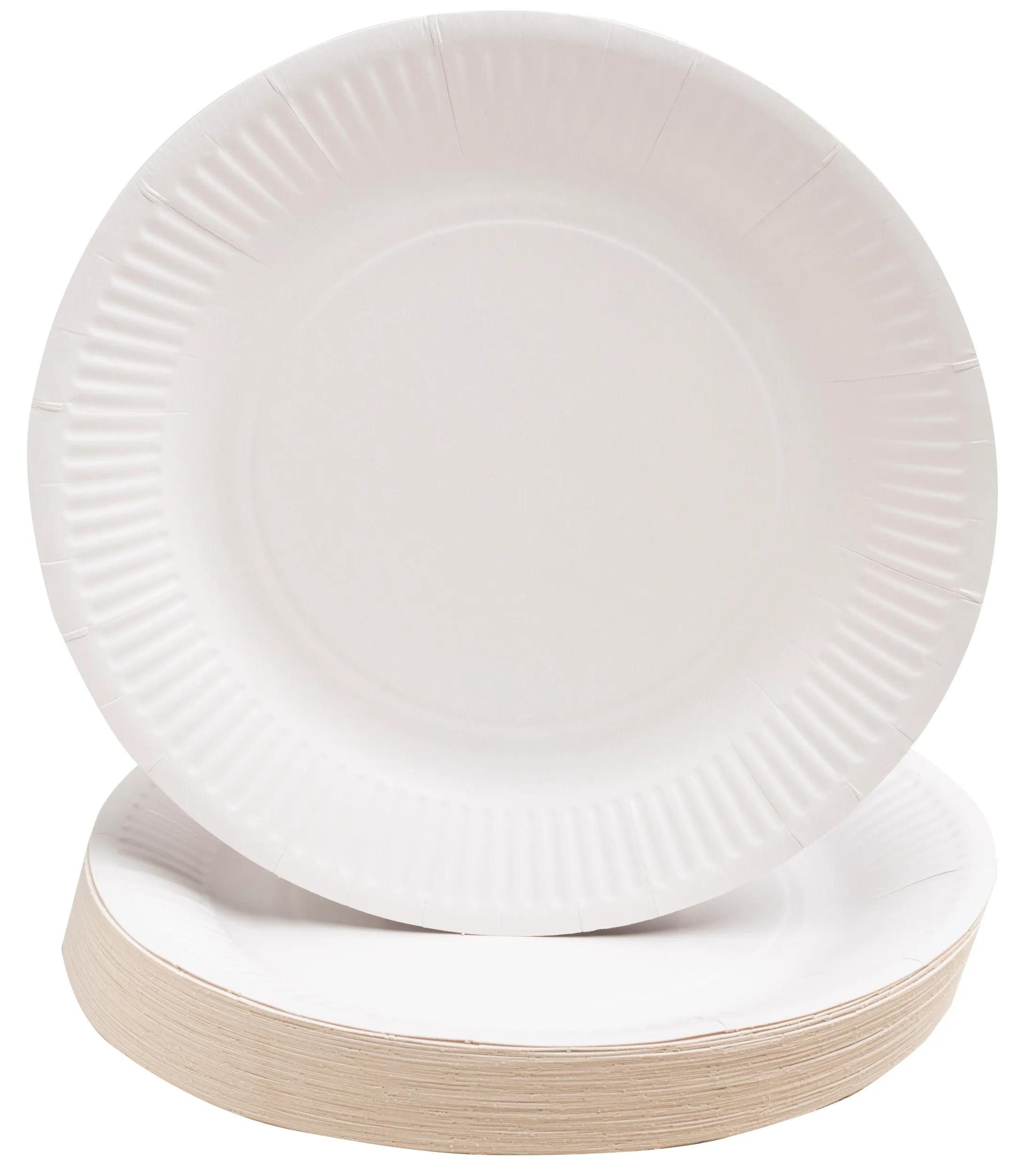 PROnappe Papierdekoration 10x Runde Pappteller, 50 Stück, Ø 23 cm, 100% plastikfrei Weiß 79110I, Nappes