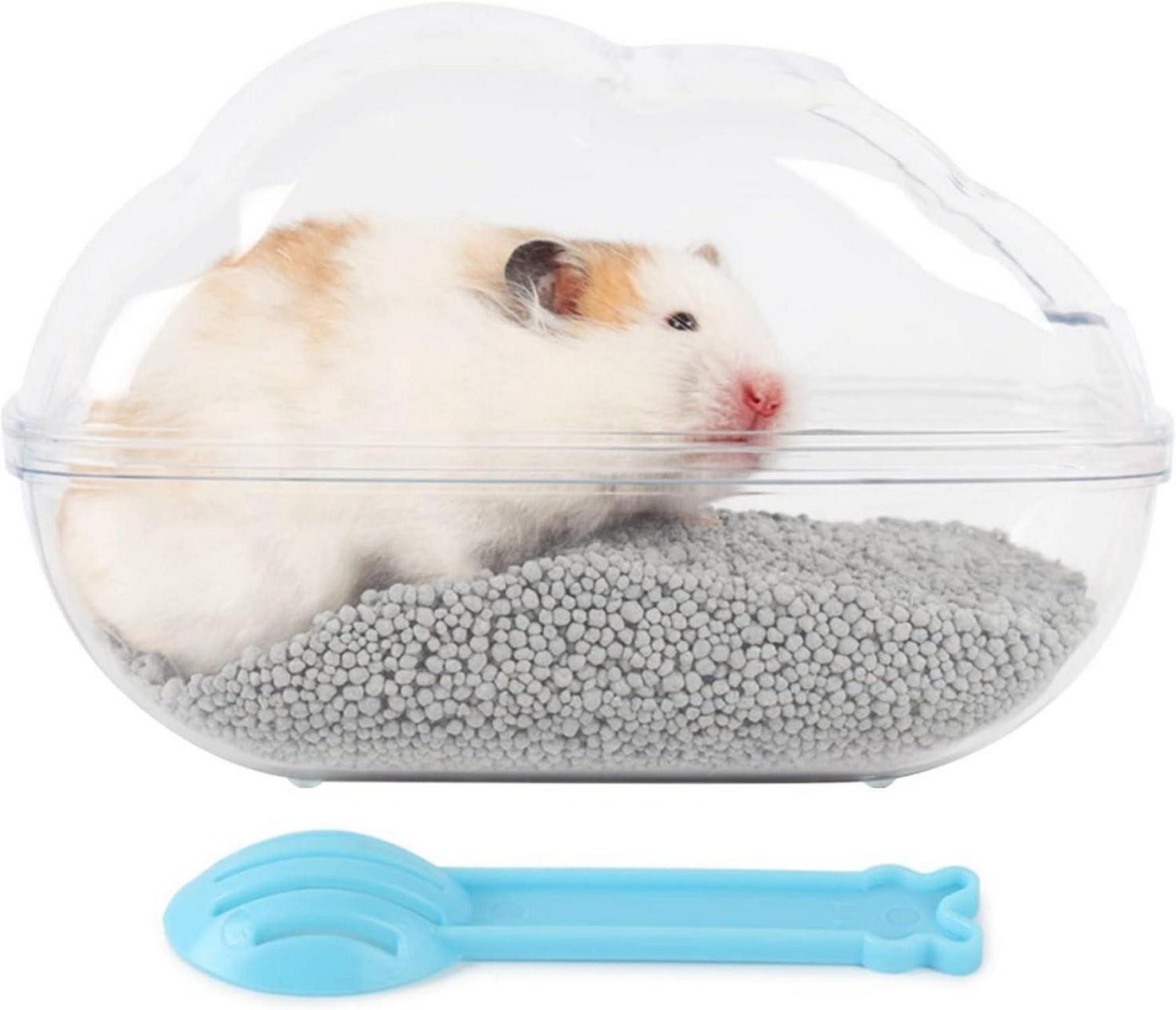 Kleintierkäfig Transparentes Hamster Sandbad groß mit Schaufel und Sauna_Gerbil