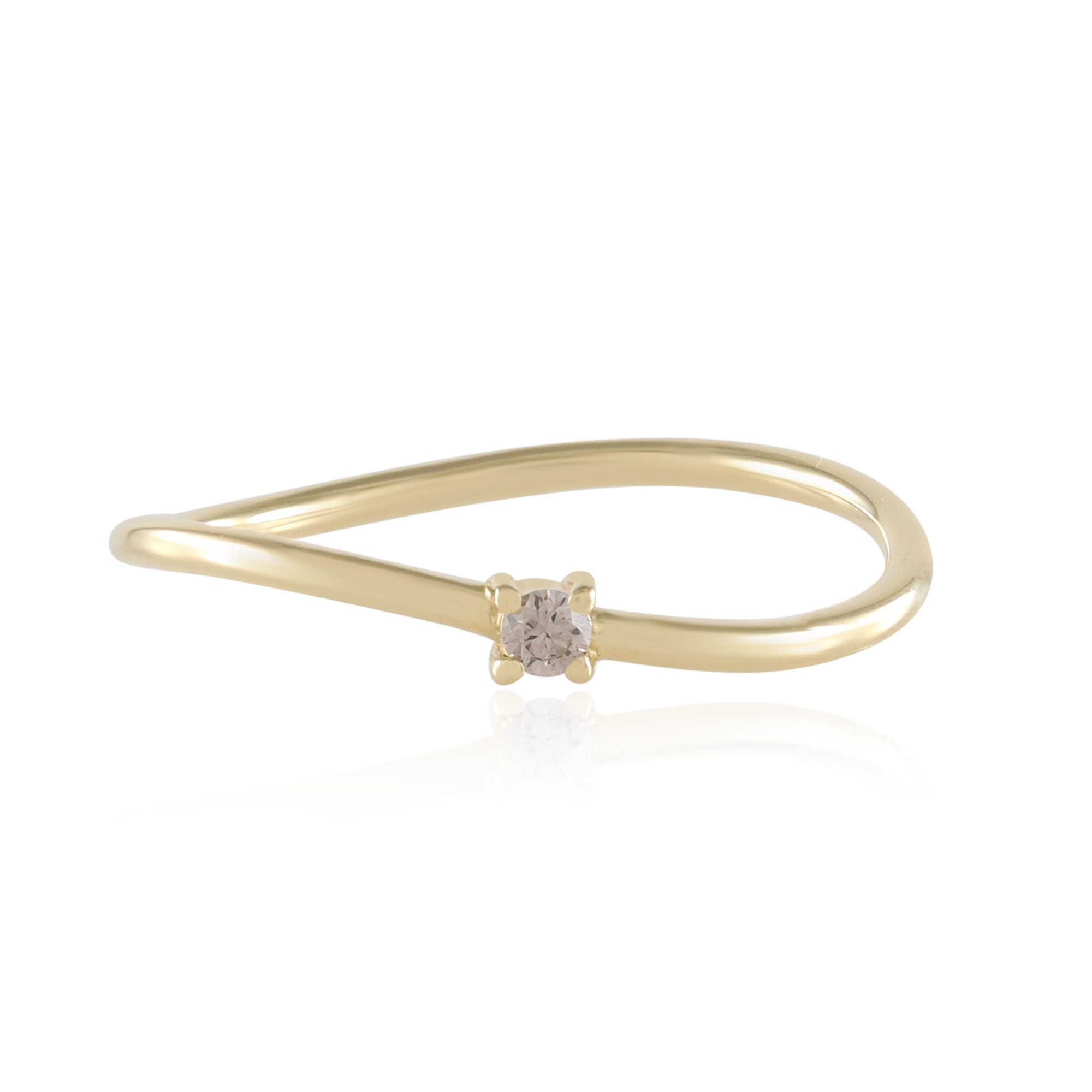 Cavill Diamantring eleganter 750 Gelbgold Damenring mit 0,027 ct Champagner Diamant (1-tlg)