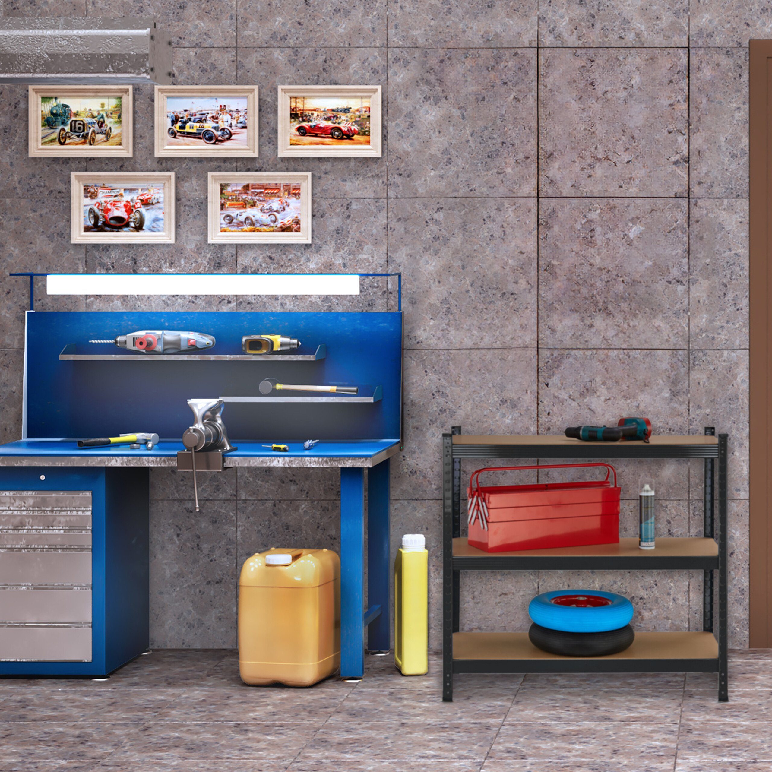 relaxdays Schwerlastregal Schwarzes Schwerlastregal mit 5 Ebenen günstig online kaufen