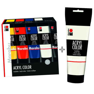 Marabu Acrylfarbe Marabu Acrylfarbe AcrylColor Bundle Set 5x 100 ml + 1x 225ml extra Tub