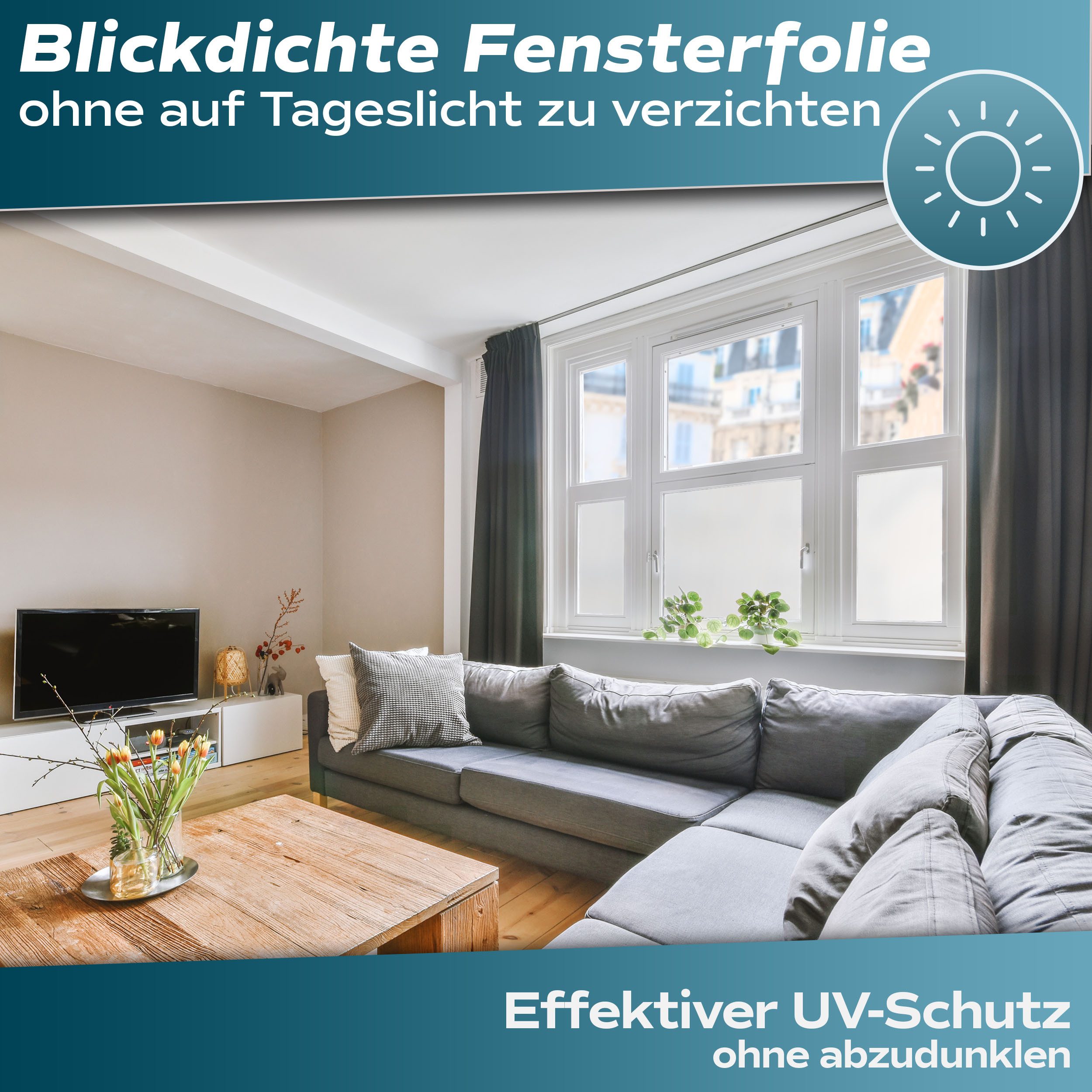 WindowShield Fensterfolie Milchglasfolie, blickdicht