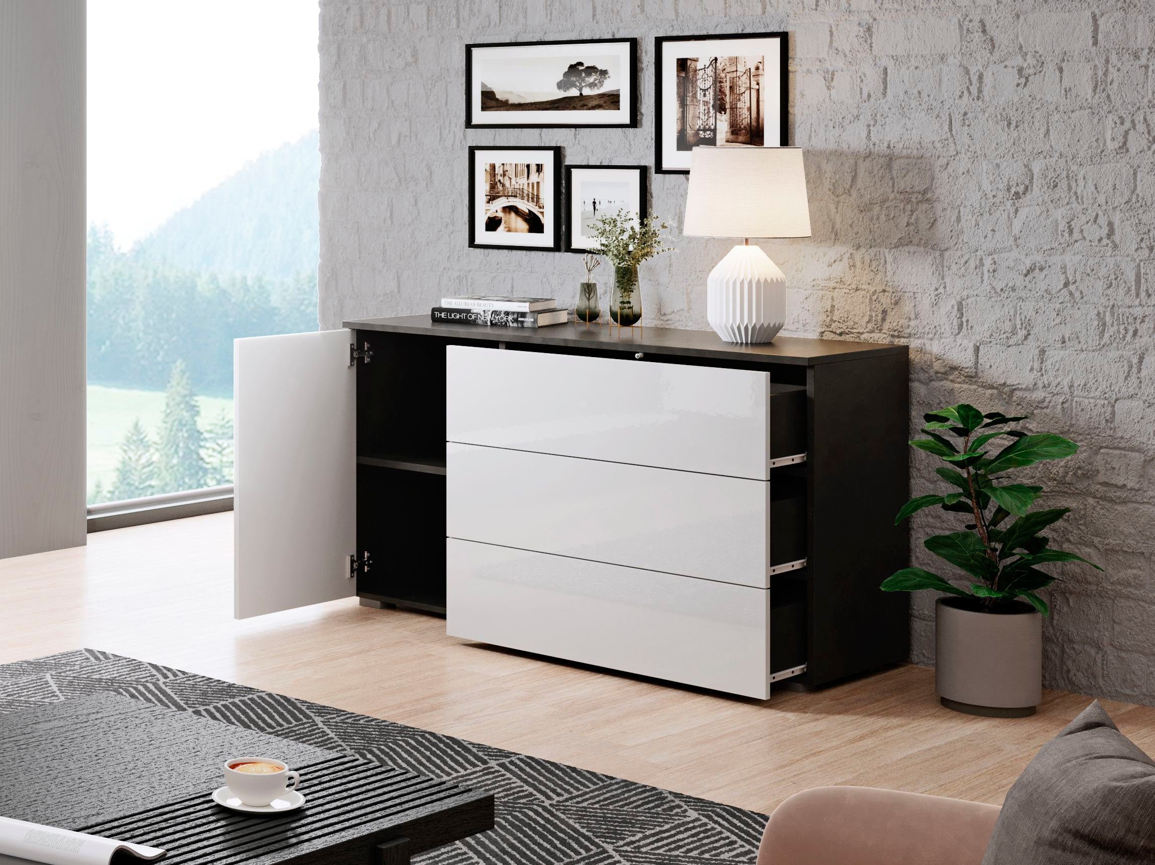 INOSIGN Sideboard PARIS (1 St), Moderne 110cm breite grifflose Kommode, vie günstig online kaufen