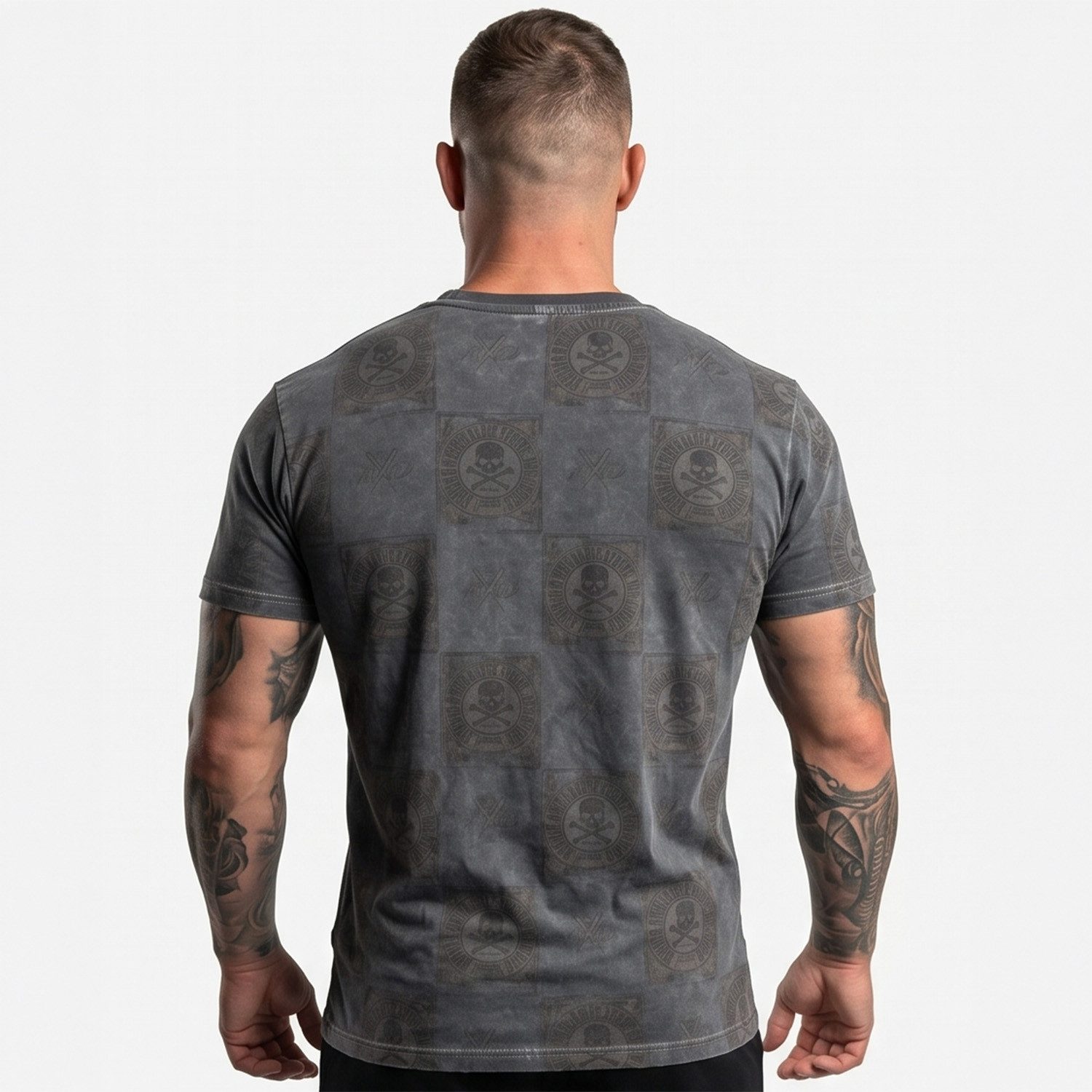 YAKUZA T-Shirt Checkmate Allover in angesagter Acid Waschung