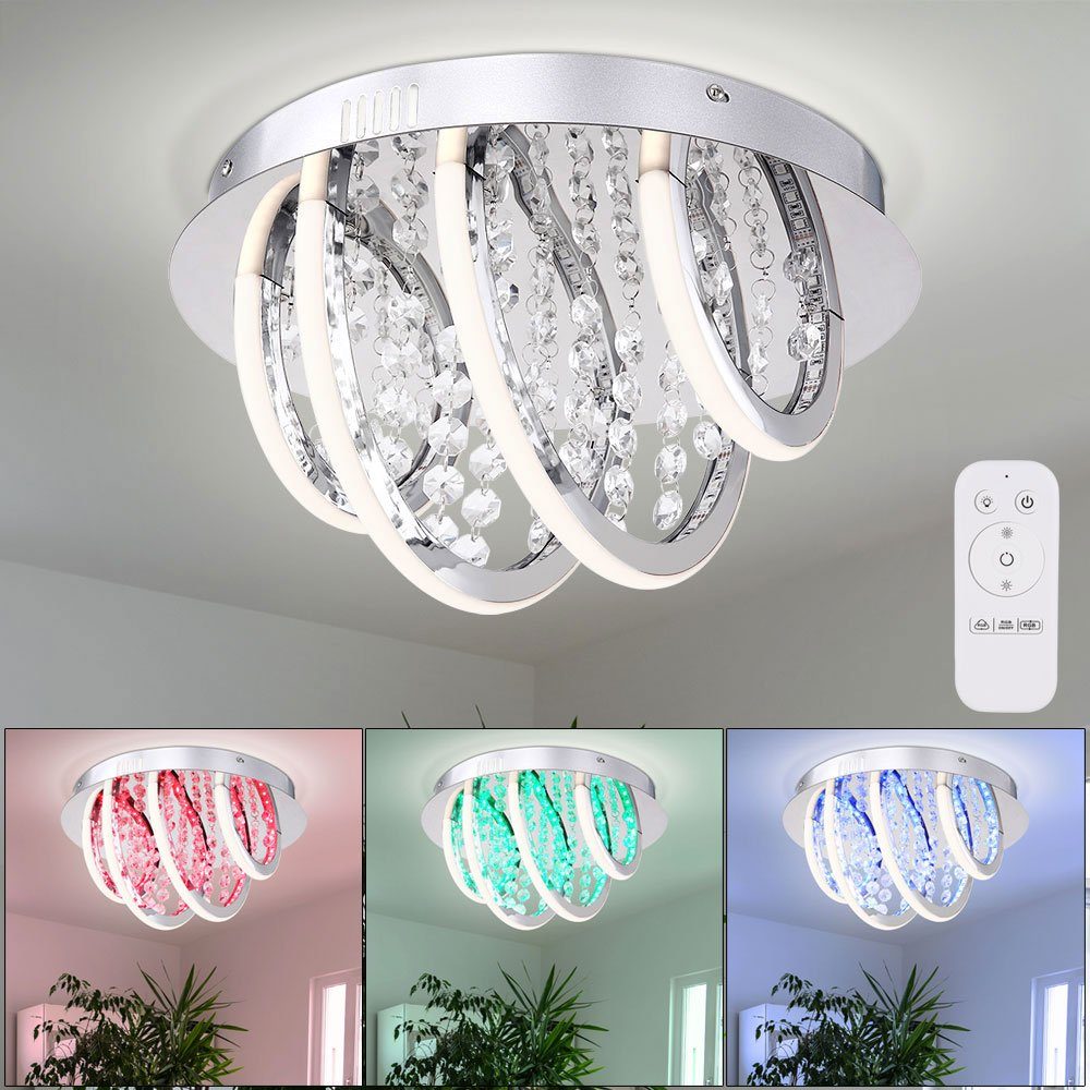 LED Kristall Deckenleuchte Dimmbar Wohnzimmer Deckenlampe mit Fernbedienung 