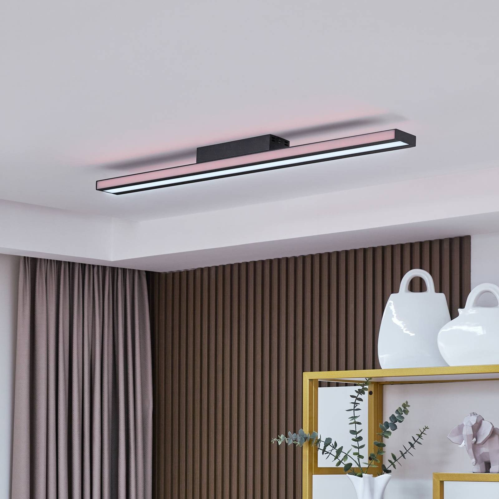 Lucande Deckenleuchten Lucande Smart LED-Deckenleuchte Leicy schwarz 8 cm R günstig online kaufen