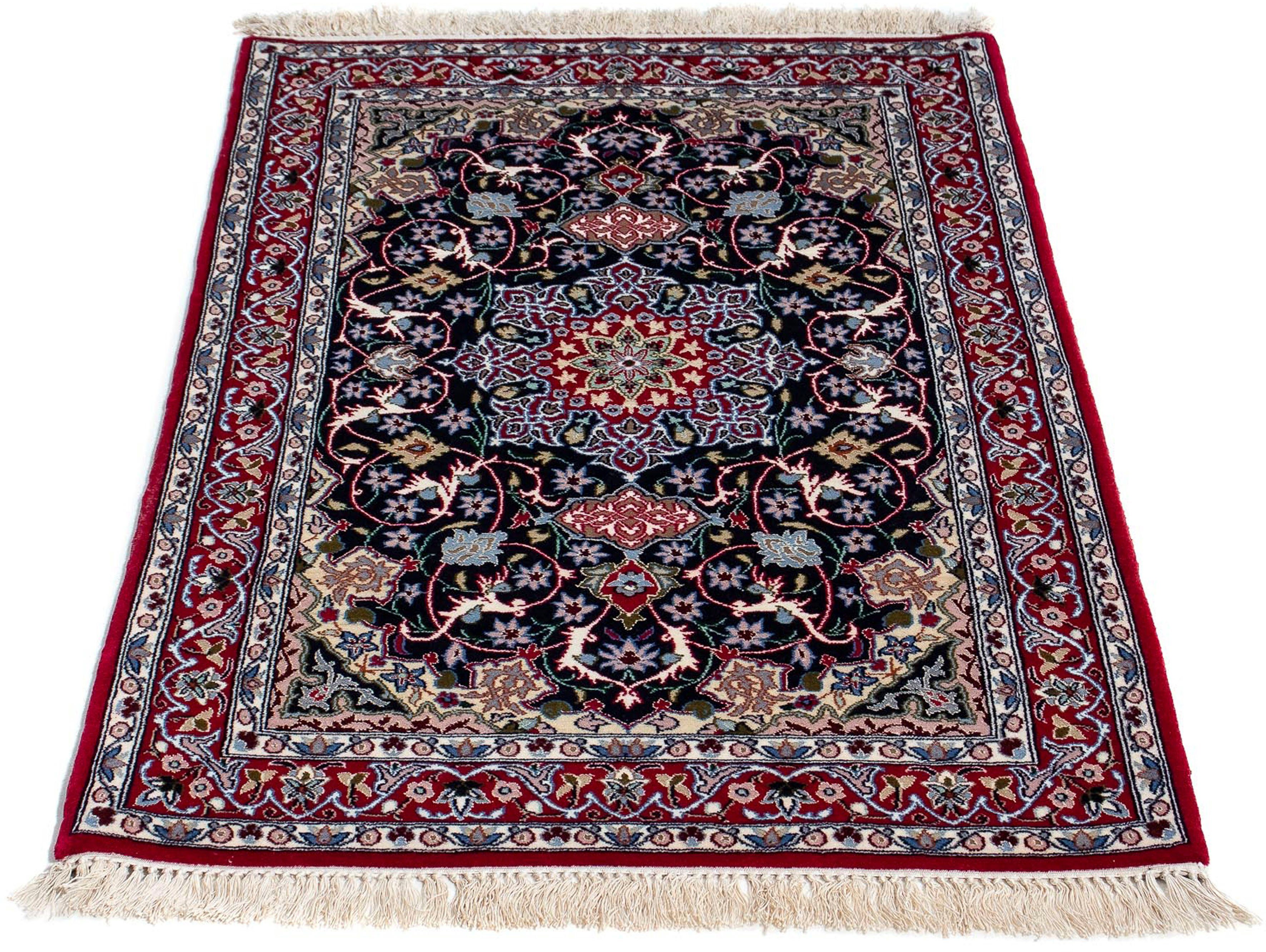 Orientteppich Perser - Isfahan - Premium - 105 x 70 cm - dunkelrot, morgenland, rechteckig, Höhe: 6 mm, Wohnzimmer, Handgeknüpft, Einzelstück mit Zertifikat