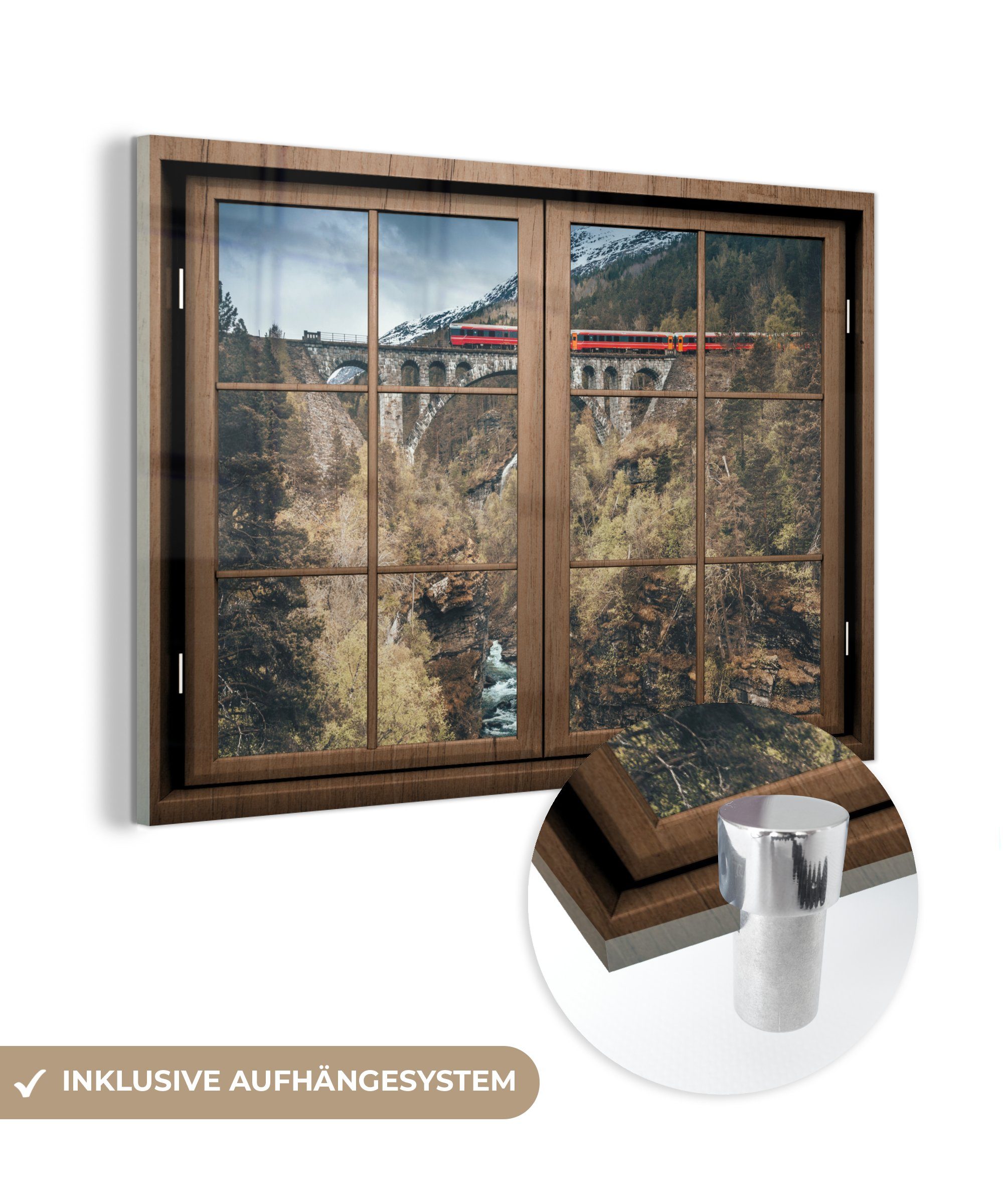 MuchoWow Acrylglasbild Aussicht - Zug - Berg, (1 St), Glasbilder - Bilder auf Glas Wandbild - Foto auf Glas - Wanddekoration