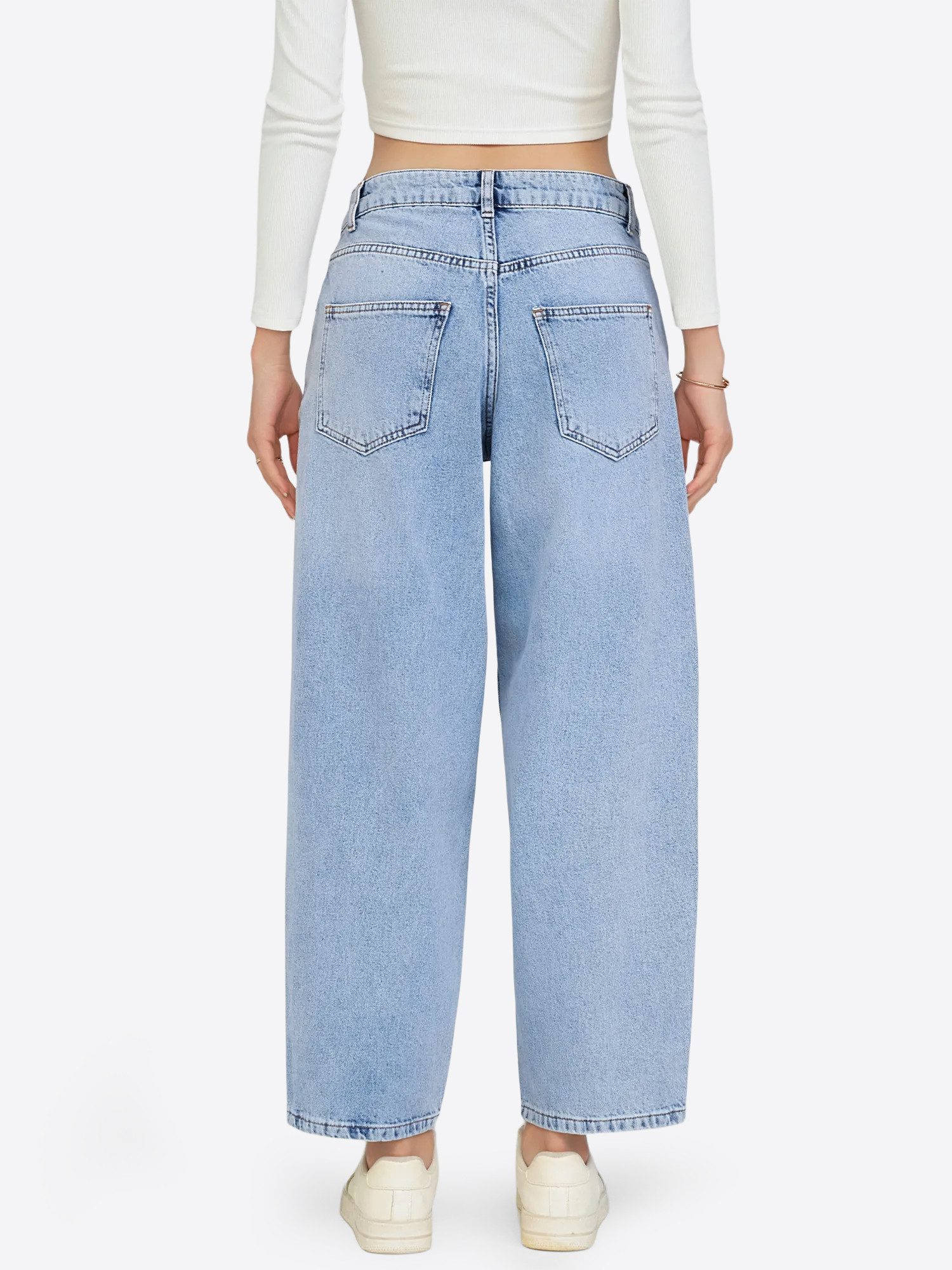 Imily Bela Loose-fit-Jeans Damen Ballonjeans mit Waschungseffekt (Packung, 1-tlg., 1per-Pack) 5-Pocket-Style