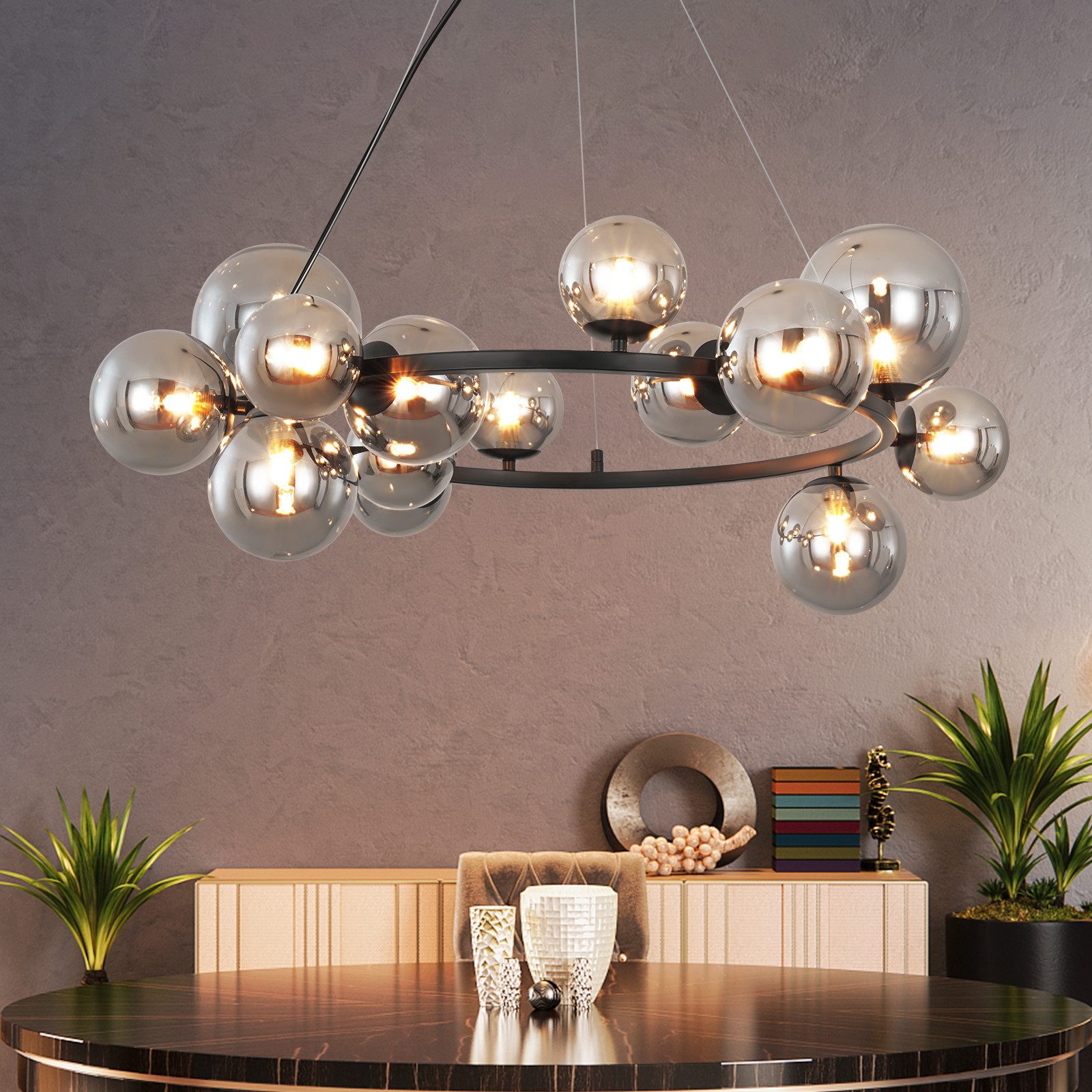 Nettlife Pendelleuchte Esstisch Glas G9 8/14 Flammig Modern Kronleuchter, L günstig online kaufen