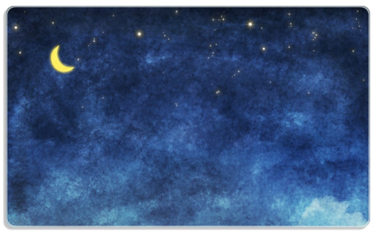 Wallario Frühstücksbrett Wolkenhimmel mit Mond und Sternen, ESG-Sicherheitsglas, (inkl. rutschfester Gummifüße 4mm, 1-St), 14x23cm