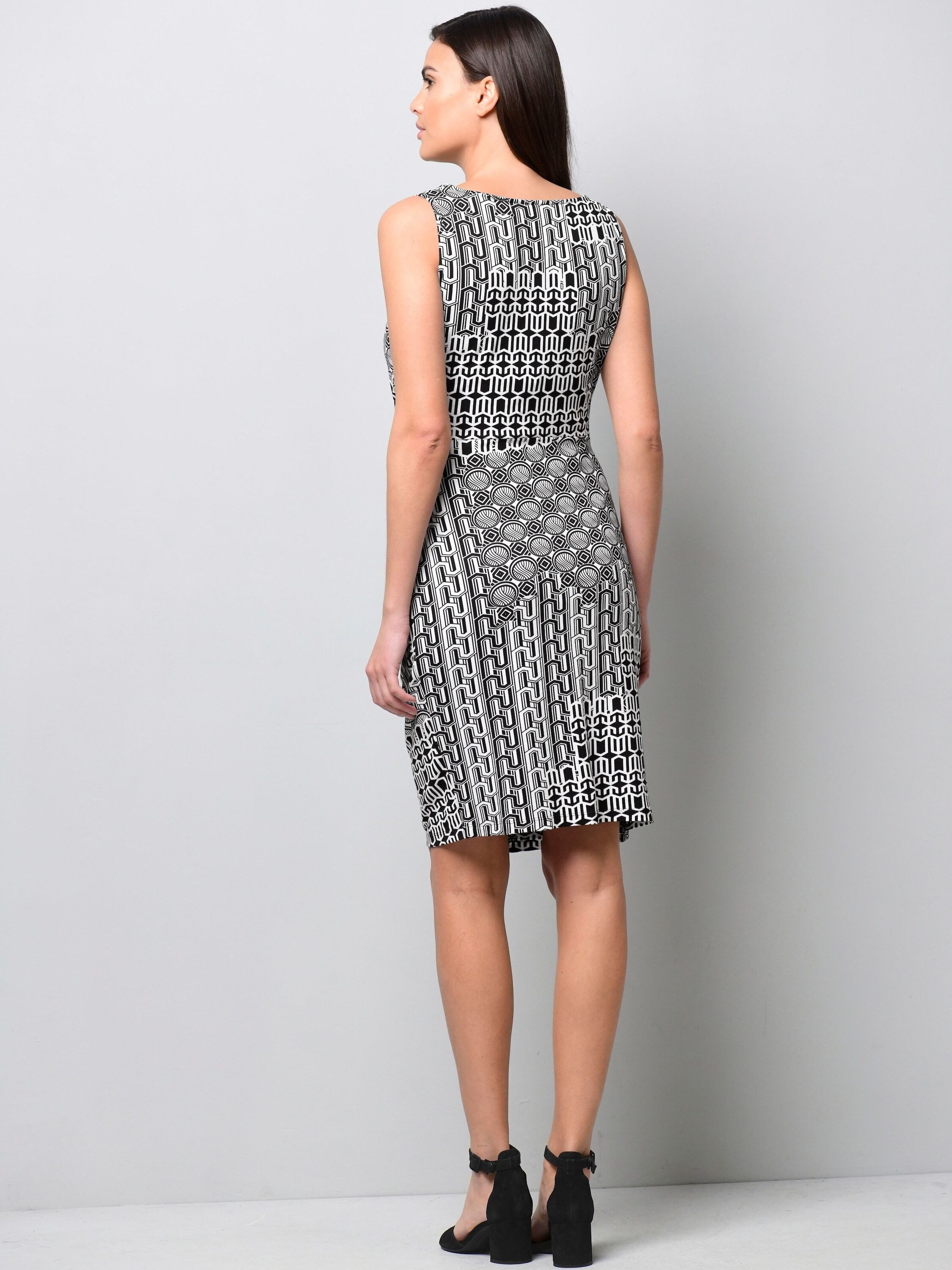 Alba Moda Jerseykleid Figurbetontes Midikleid in Wickeloptik Modernes Design mit Rundhalsausschnitt und Allover-Muster – Bild 2 von 5