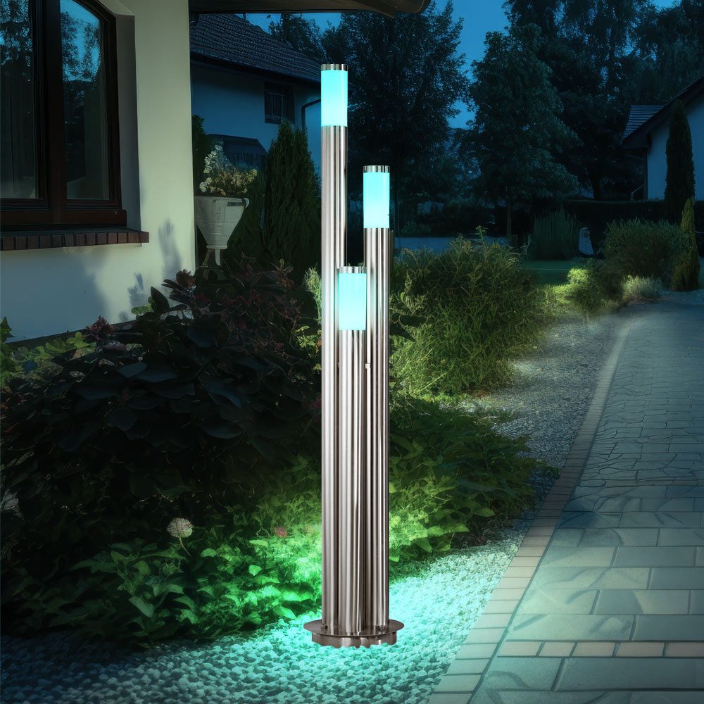 GLOBO LIGHTING LED Außen-Stehlampe, Leuchtmittel inklusive, Warmweiß, Farbwechsel, Wegeleuchte dimmbar mit Fernbedienung Außen