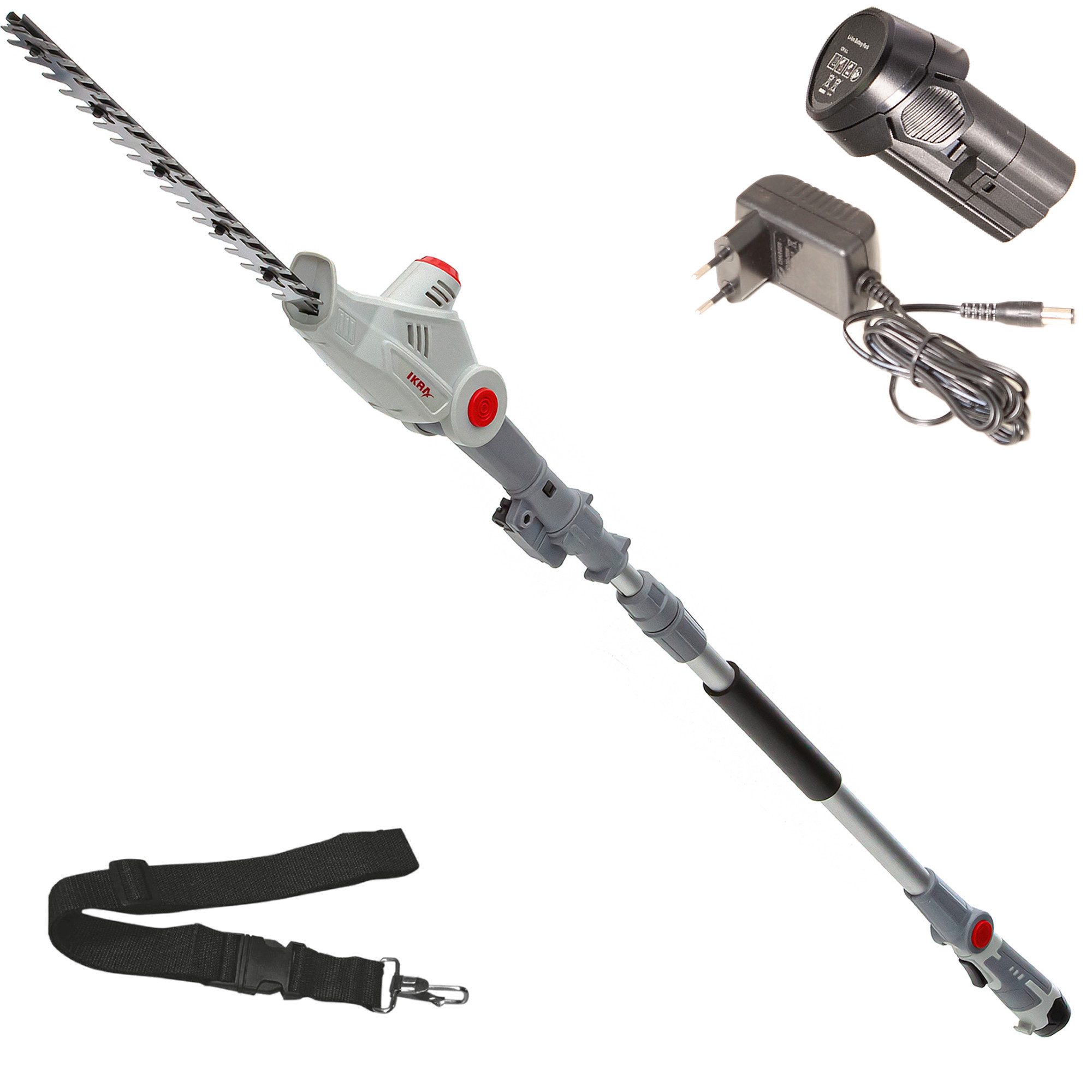 ikra GmbH Teleskop-Heckenschere IATHS 1241, bis 3,50 m Arbeitshöhe, 12 V, Teleskopstiel 1,80–2,35m, Winkelverstellung bis 135°