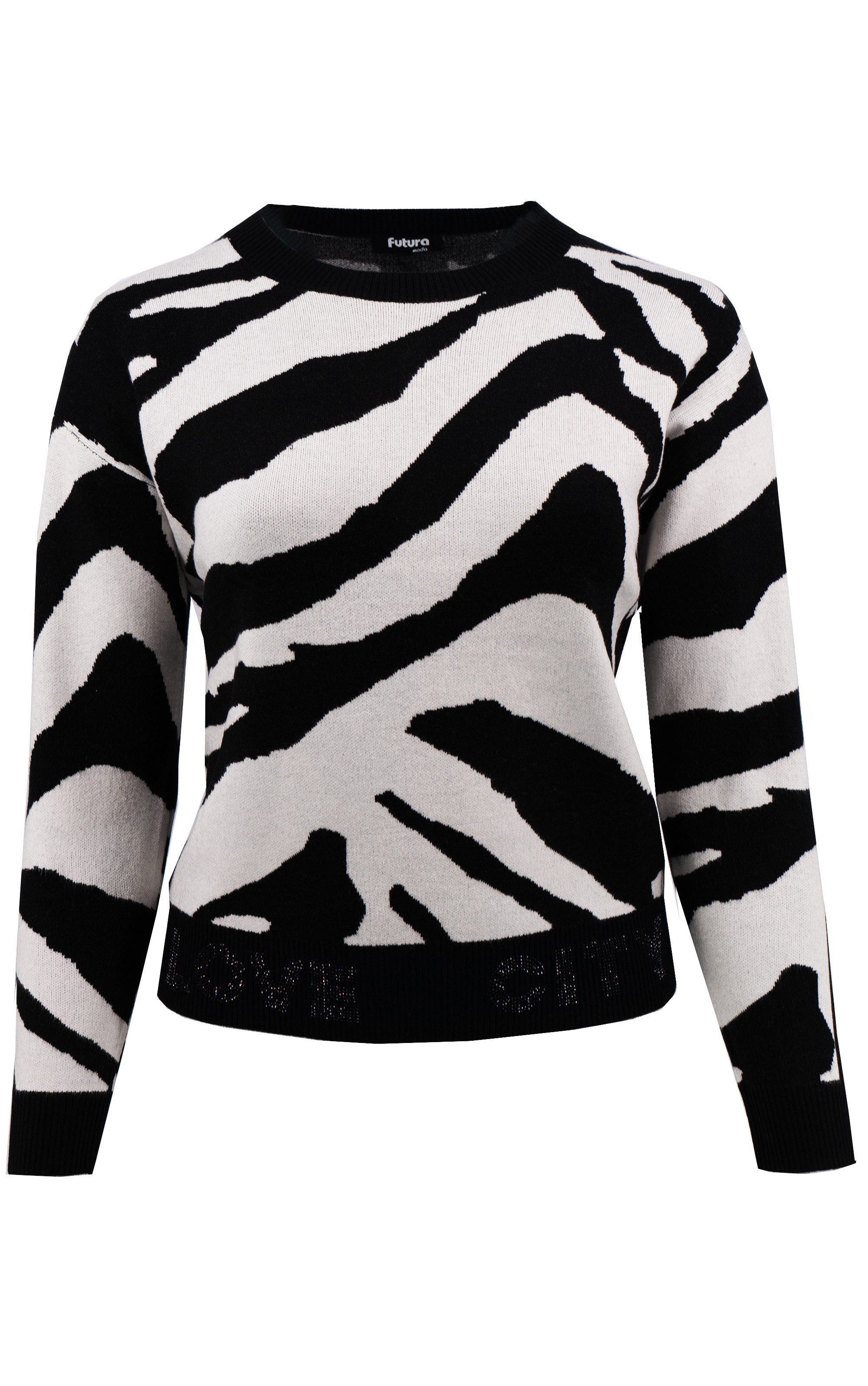 Passioni Strickpullover in schwarz ecru im günstig online kaufen
