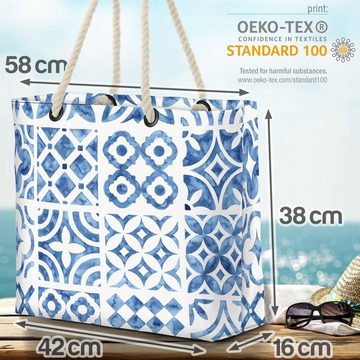 VOID Strandtasche (1-tlg), Blaue Ornamente Beach Bag Bad Fliesen Muster gemustert Türkei Orient Sauna Bade
