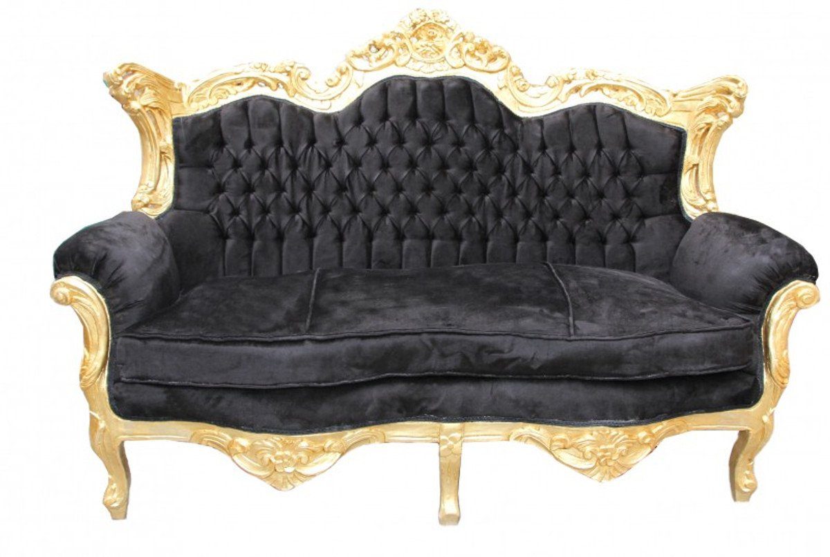 Casa Padrino 2-Sitzer Barock 2er Sofa Master Schwarz / Gold - Wohnzimmer Couch Möbel Lounge