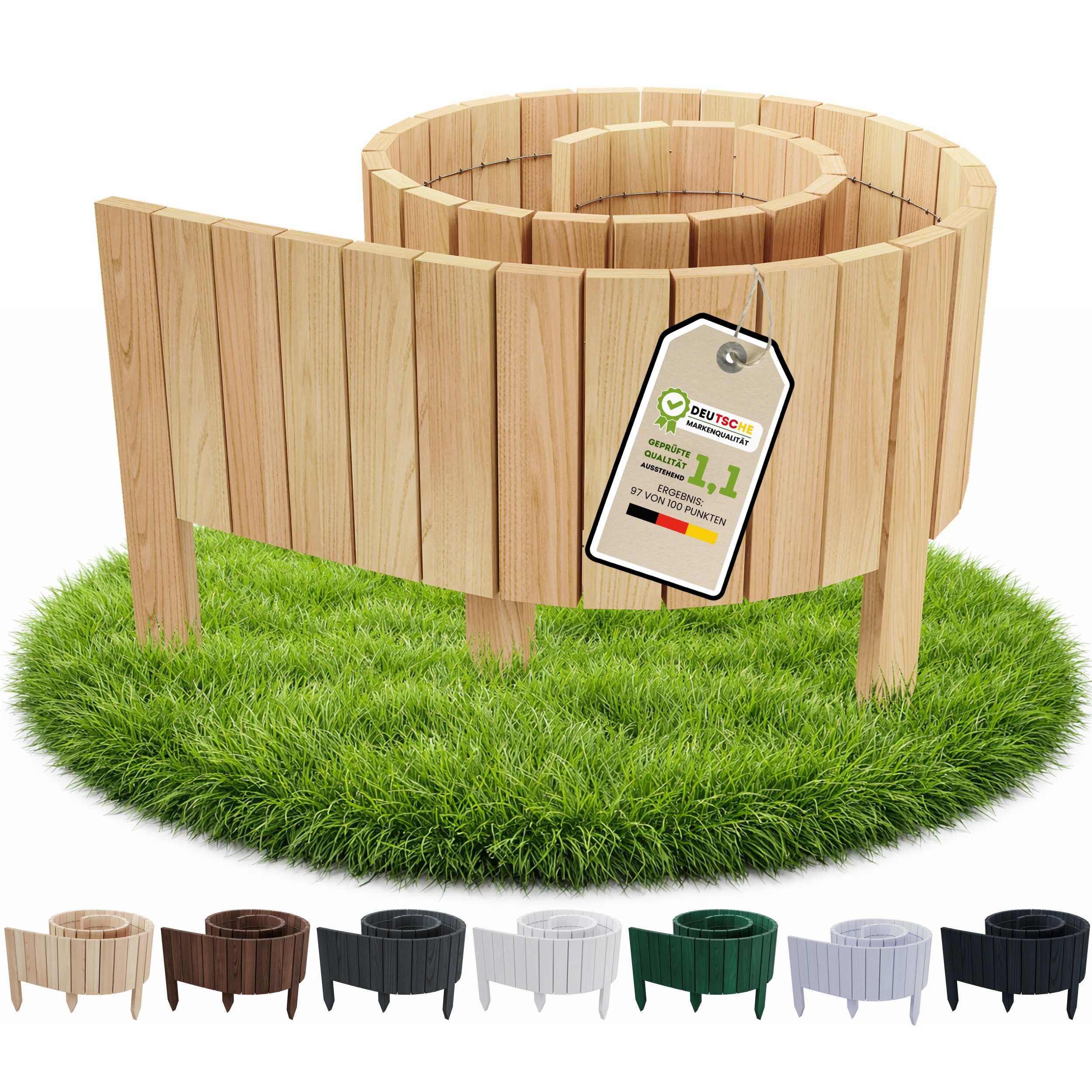 Floranica Palisade Beeteinfassung Flexibler Rollborder Rasenkante Beetumrandung Palisade, LxH: 200x20 cm, Natur, für Blumen und Kräutergarten, Vorgarten, Wege, Rasenbegrenzung