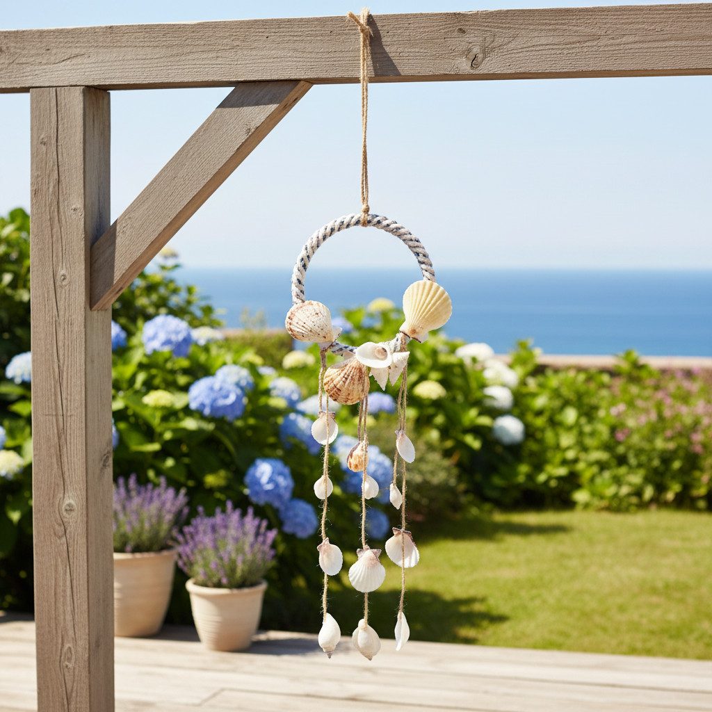 Kaemingk Bastelnaturmaterial Muschel-Deko hängend, maritim, Ø14,5cm, H65cm - Sommerdeko für